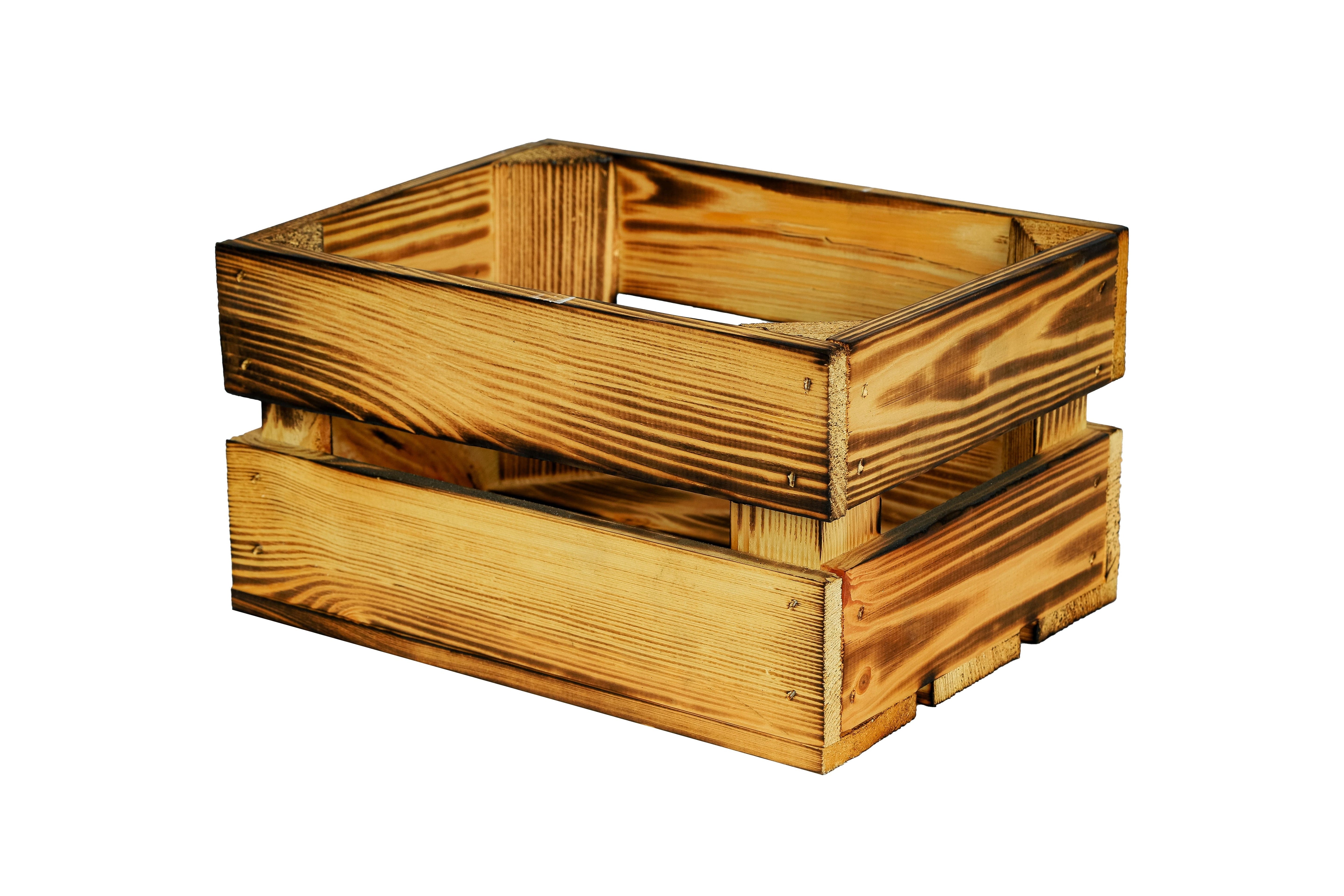 Neue kleine Holzkiste Frieda 30x22x16 cm - geflammt / Dekokiste / Obstkiste- HolzRepublik