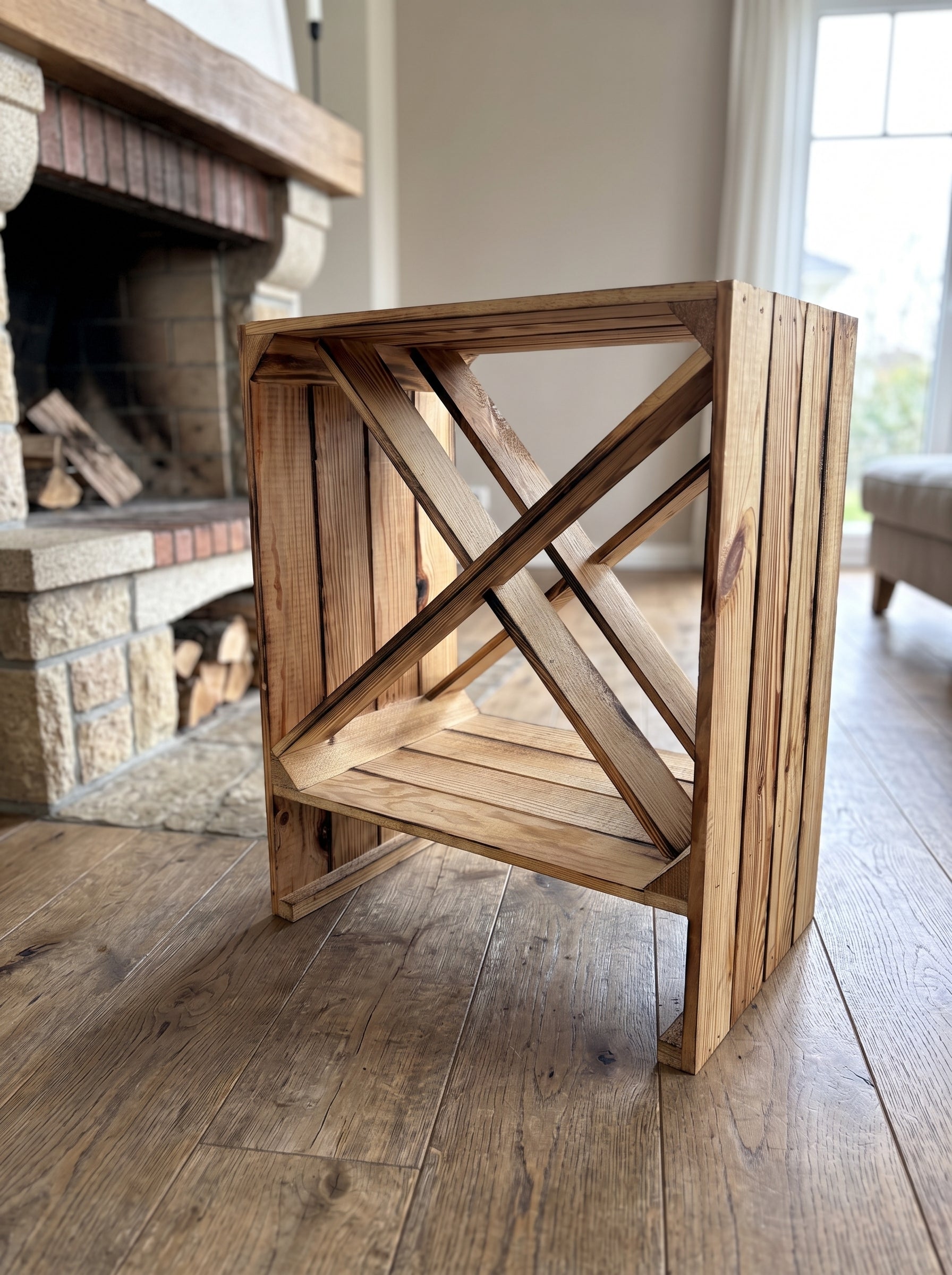 Neues Weinregal X 50x40x27cm - geflammt / Dekokiste / Weinkiste / Weinhalter