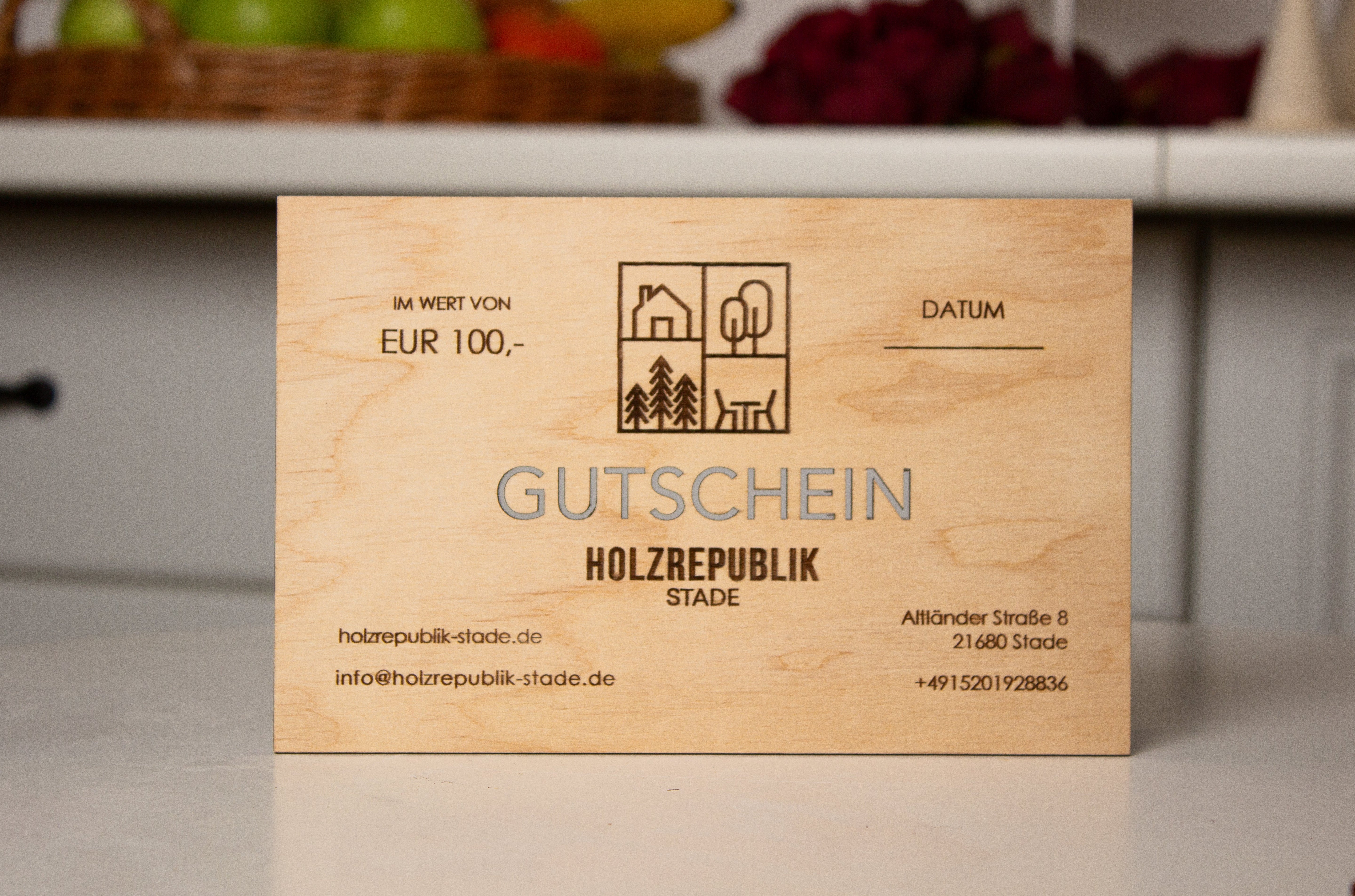Gutschein im Wert von 100 Euro - Holzrepublik Stade / Geschenkkarte / Geschenkgutschein- HolzRepublik