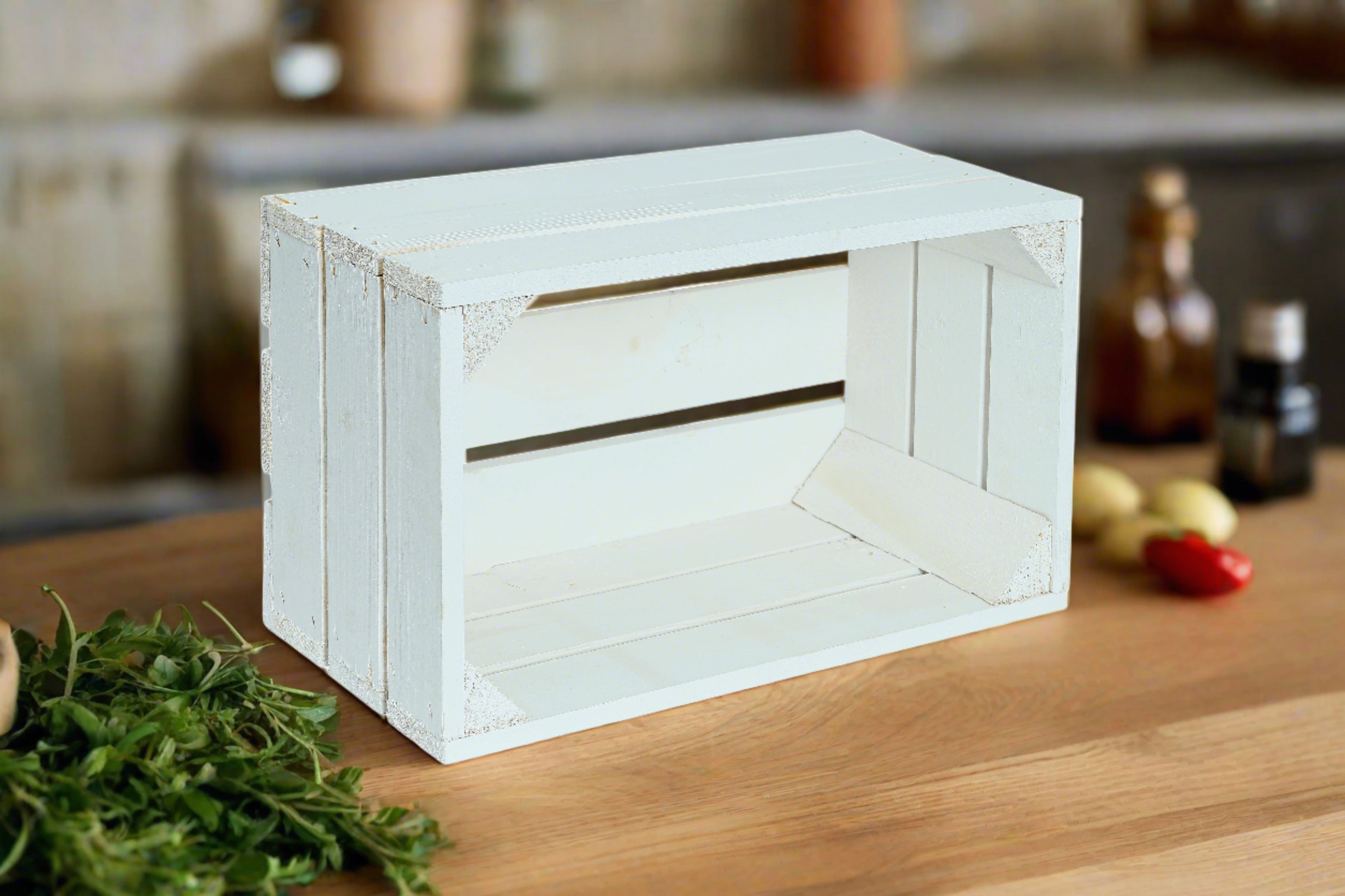 Neue kleine Holzkiste Hilde 38x22x21 cm - weiß / kleine Dekokiste / Obstkiste / Aufbewahrungskiste- HolzRepublik