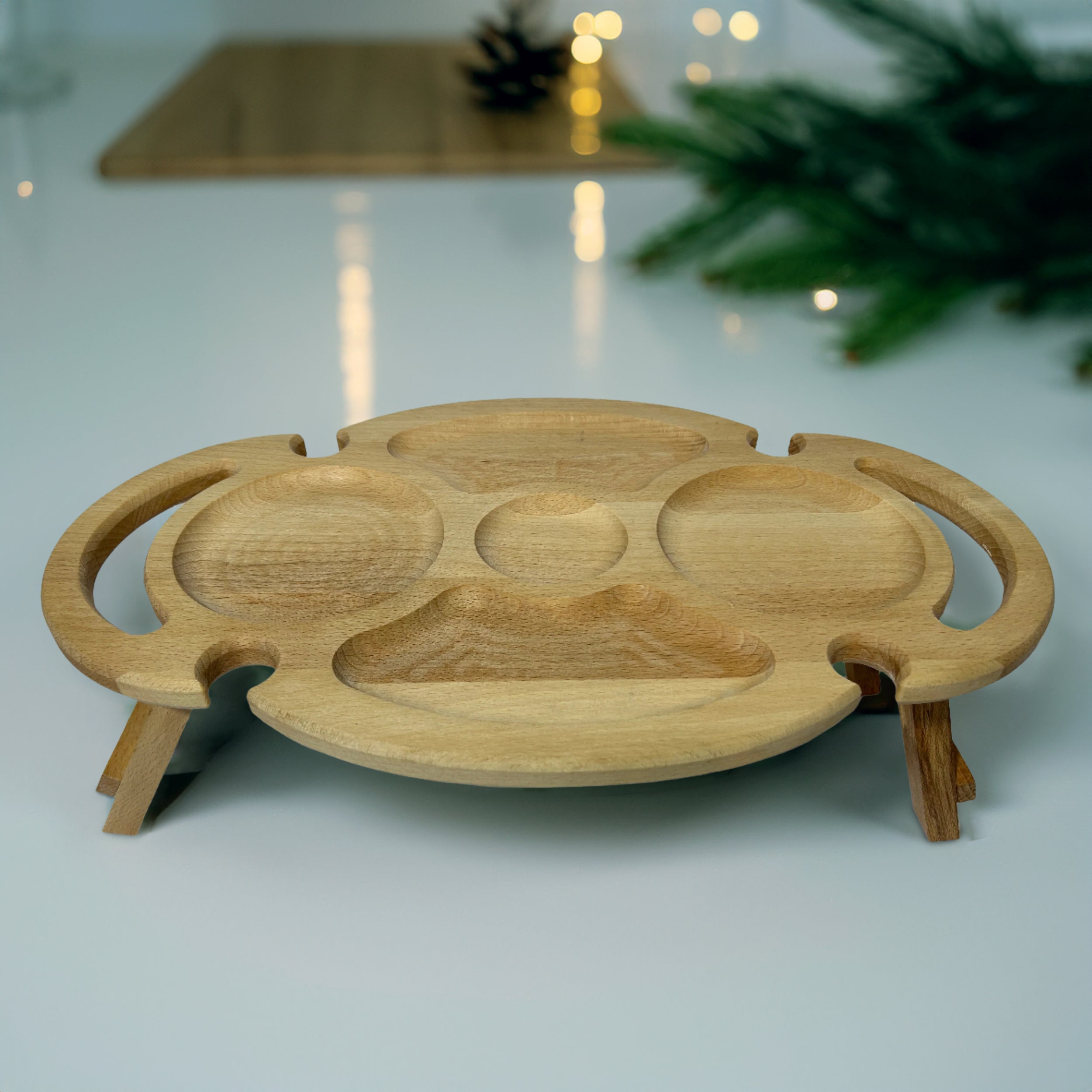 Oval Multifunktionales Serviertablett aus Buchenholz- HolzRepublik