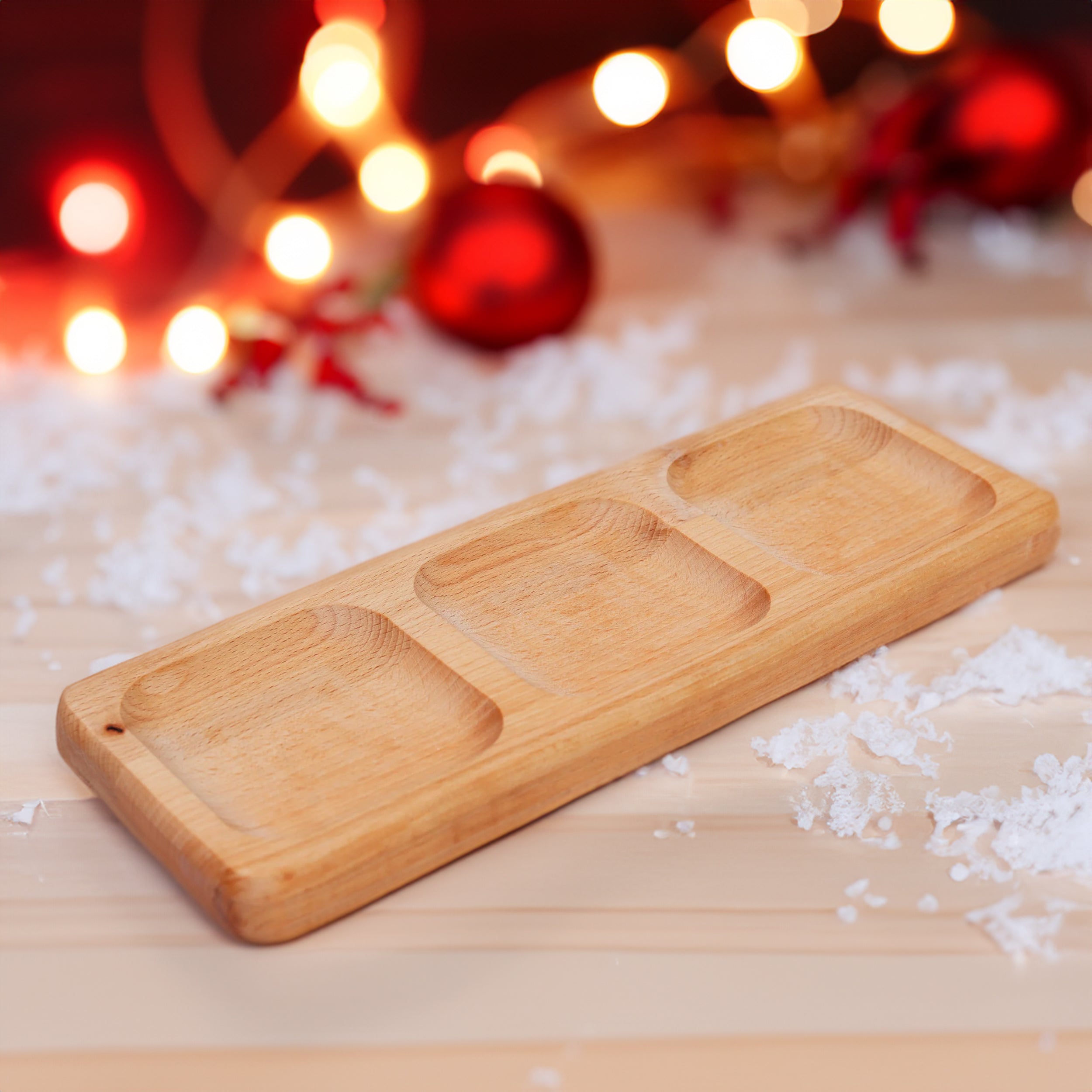 Holzteller mit Unterteilungen aus Buchenholz- HolzRepublik