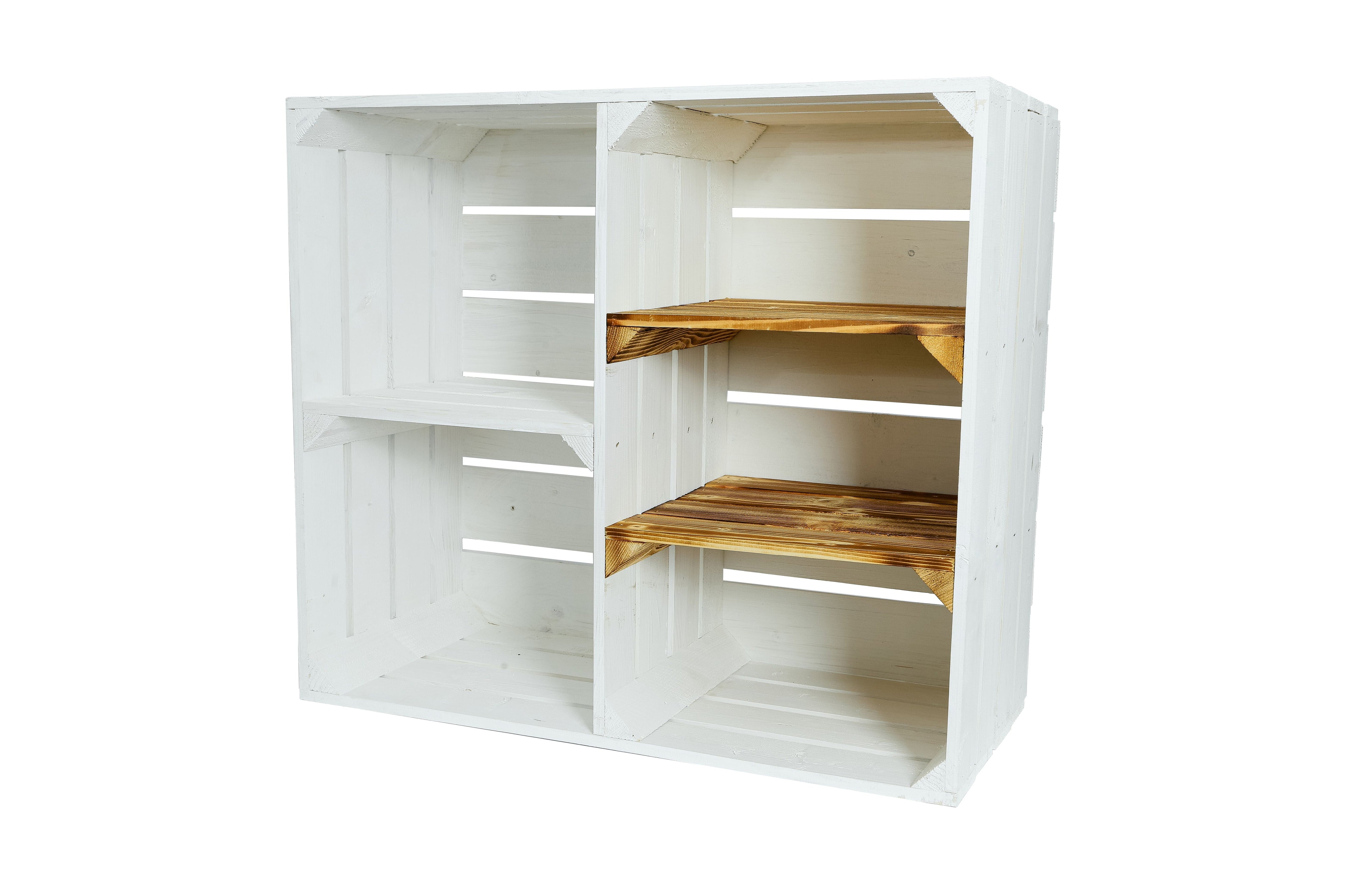 Großes Holzregal HS3 77x68x35cm - weiß/geflammt- HolzRepublik