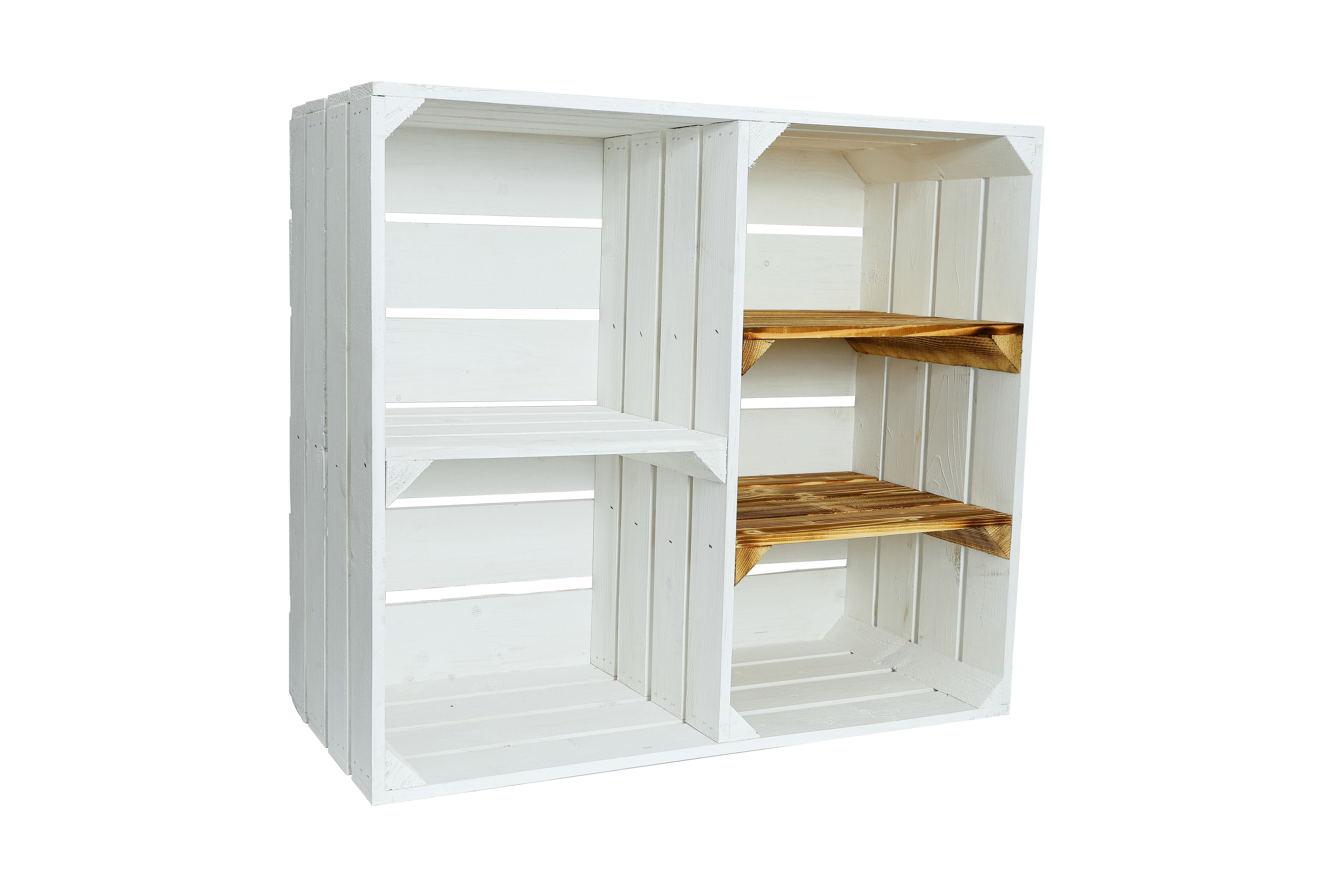 Großes Holzregal HS3 77x68x35cm - weiß/geflammt- HolzRepublik