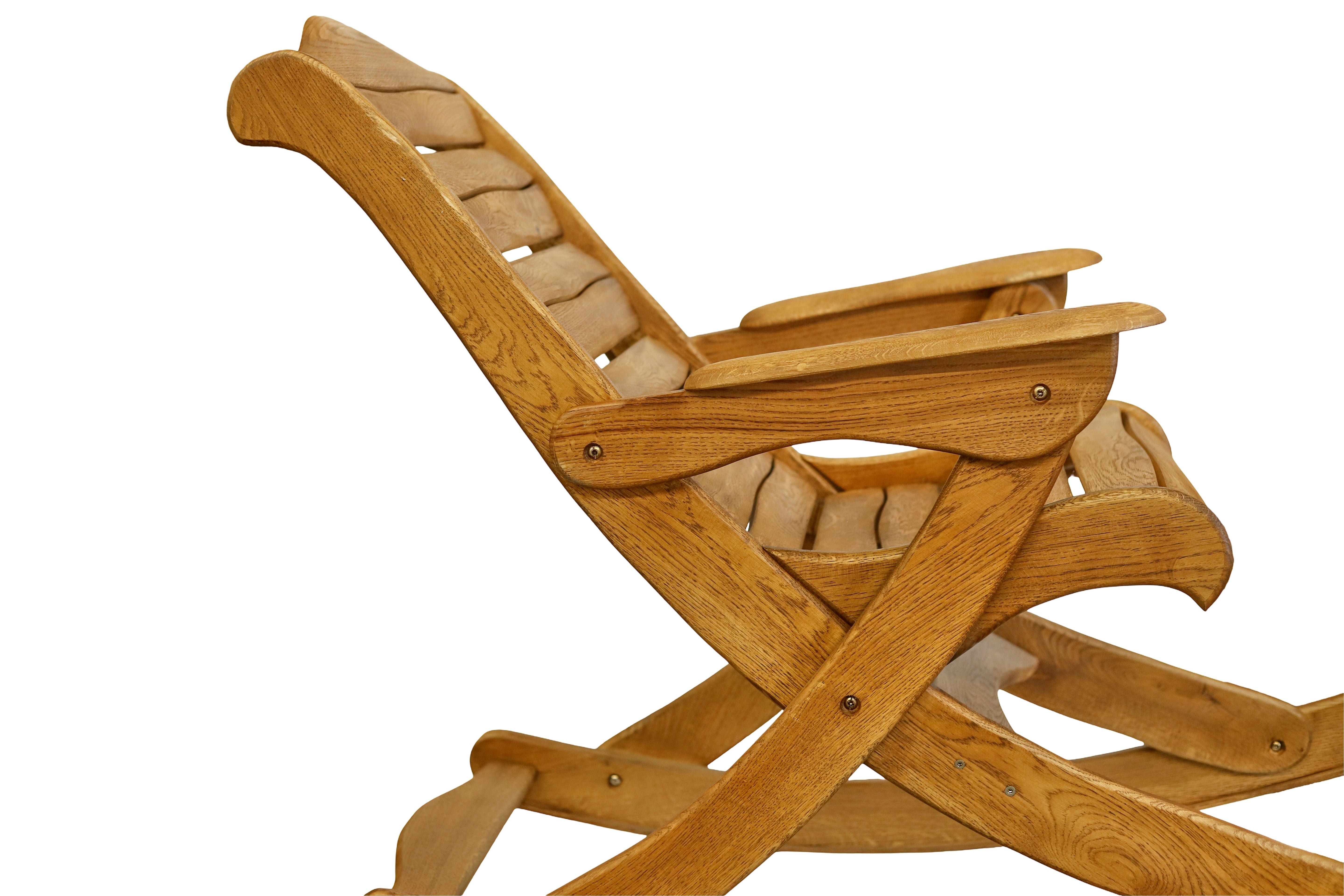 Schaukelstuhl aus massivem Eichenholz Braun / Massivholz / Wippstuhl aus Eiche- HolzRepublik