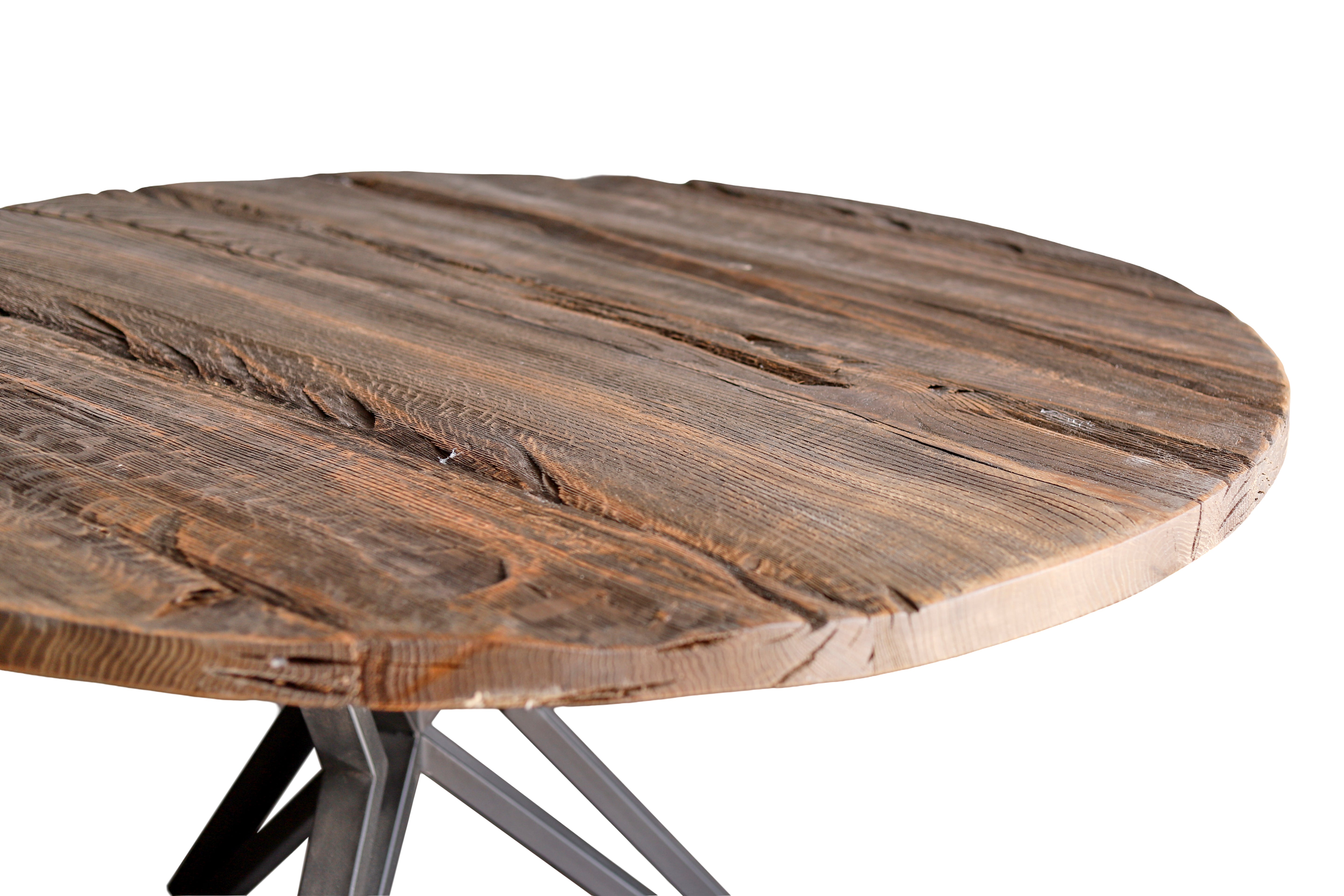 Runde Tischplatte aus altem originalem Altholz / Holztischplatte- HolzRepublik