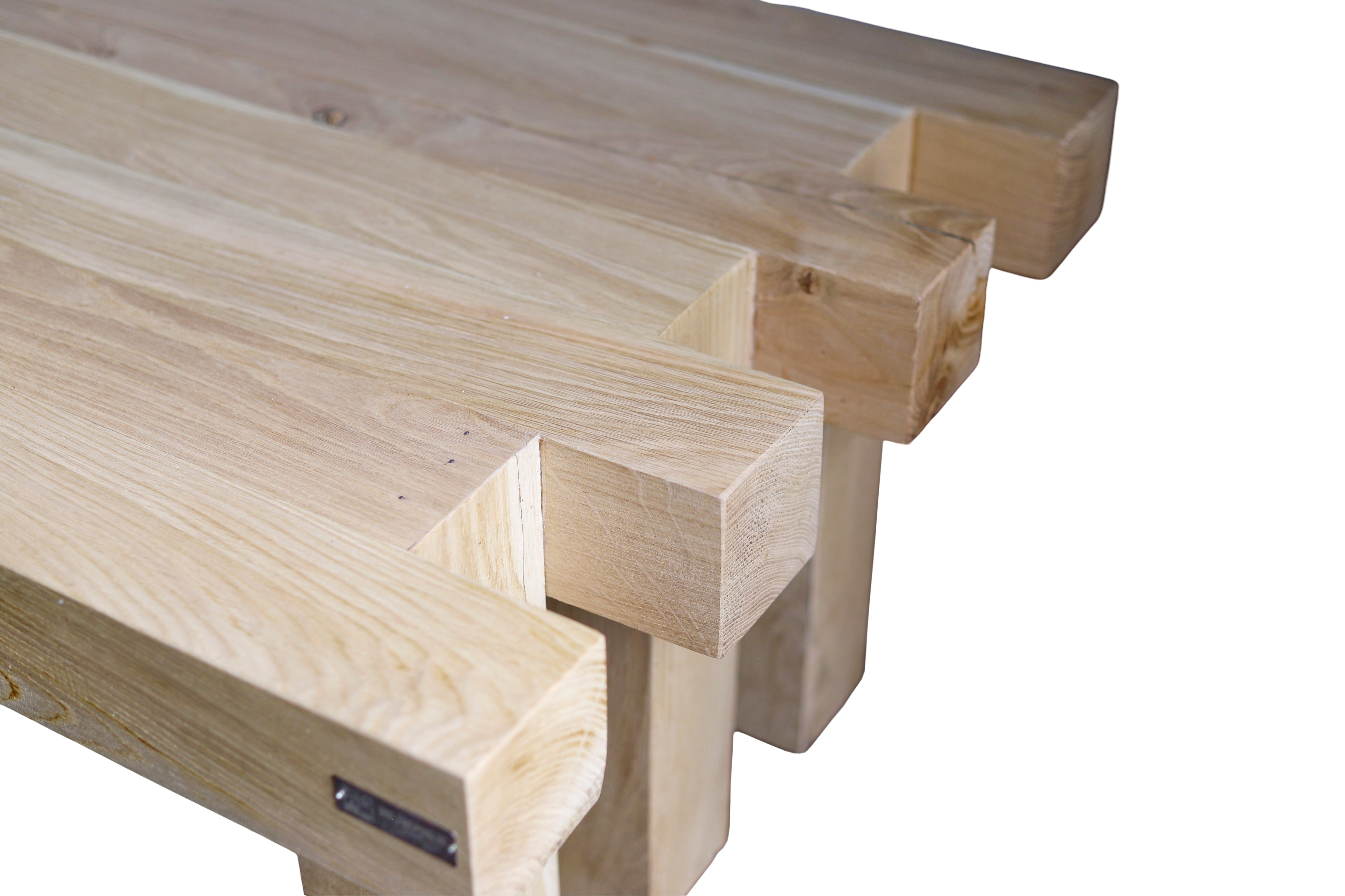 Rechteckiger Couchtisch aus neuen Eichenbalken / Massivholz- HolzRepublik