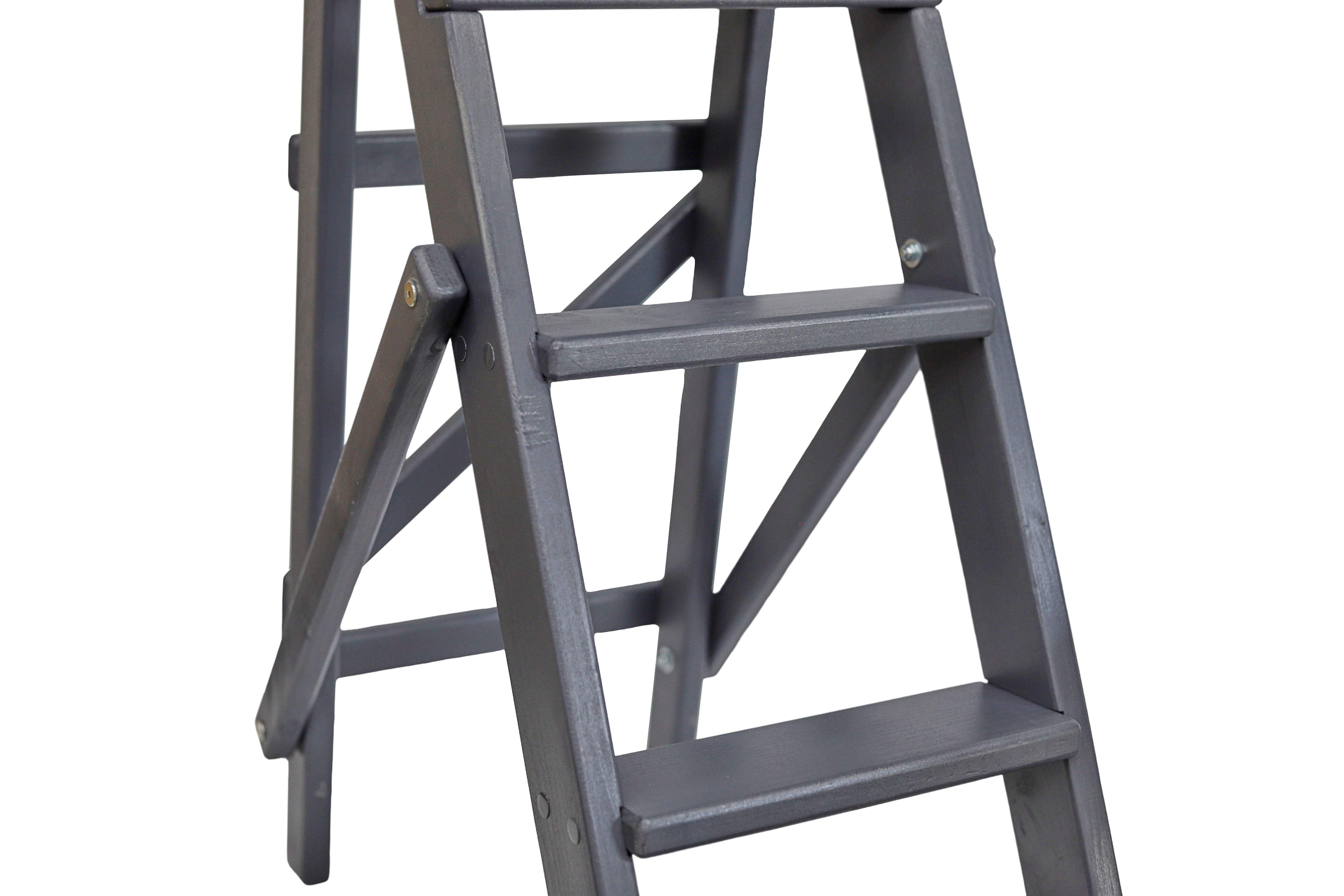 Küchenleiter aus Erlenholz - Grau / Holzleiter / Küchenhilfe Leiter aus Holz / Trittleiter / Klapptritt- HolzRepublik