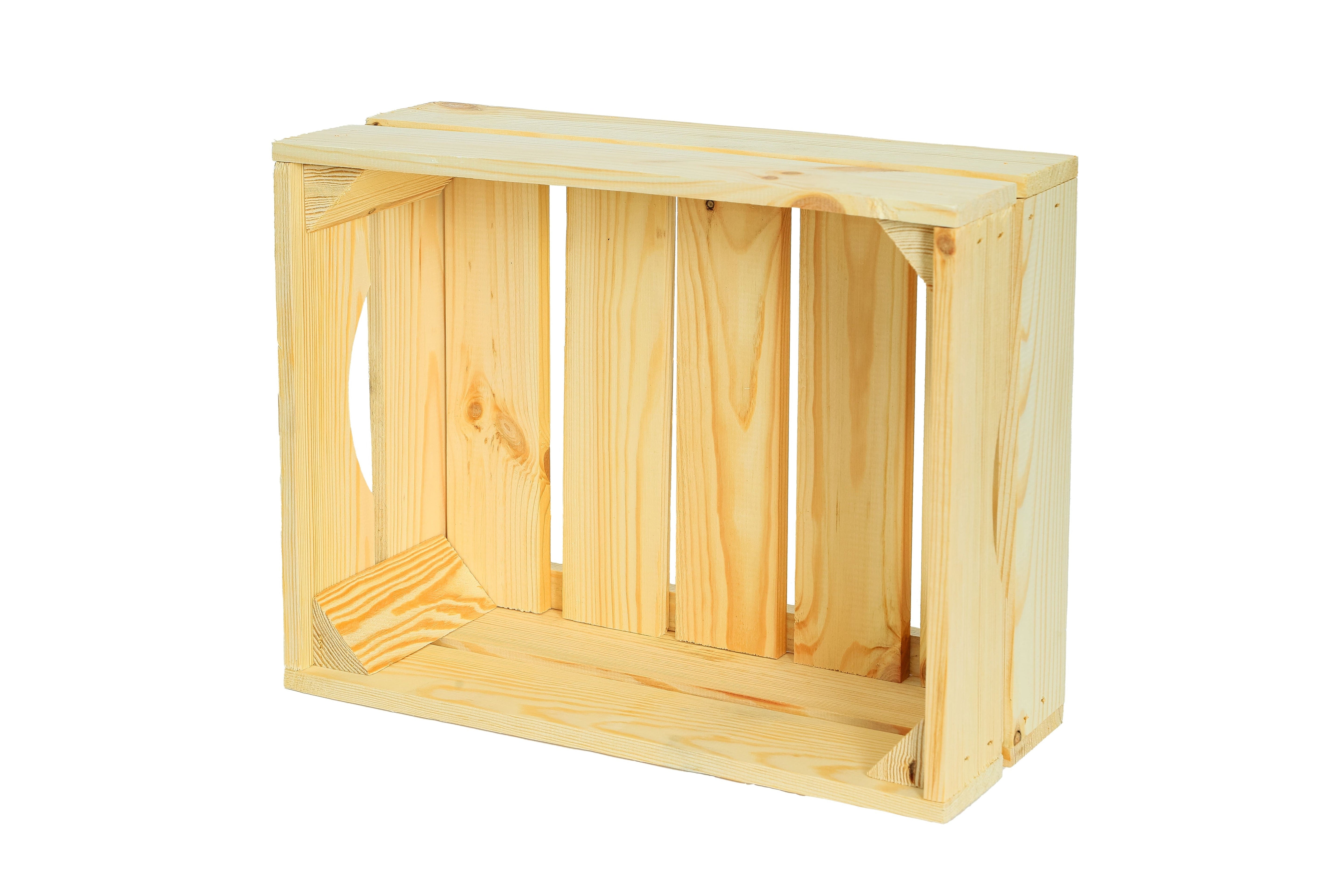 Neue Holzkiste Leni 40x30x15cm - natur mit Griff / Dekokiste / Obstkiste / Aufbewahrungskiste- HolzRepublik