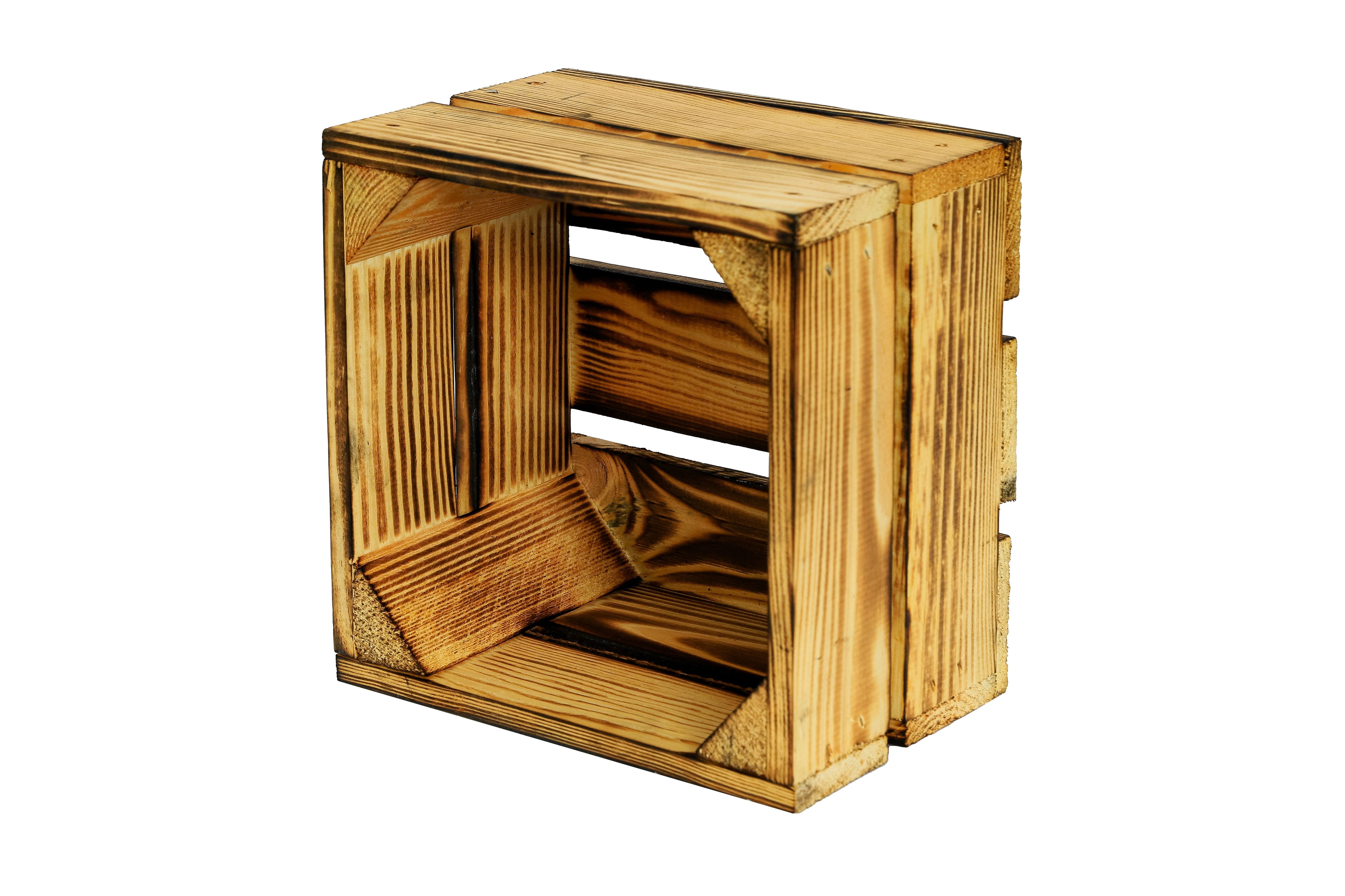 Neue kleine Holzkiste Lotta Geflammt 22x22x15 cm - geflammt / kleine Dekokiste / Aufbewahrungskiste- HolzRepublik