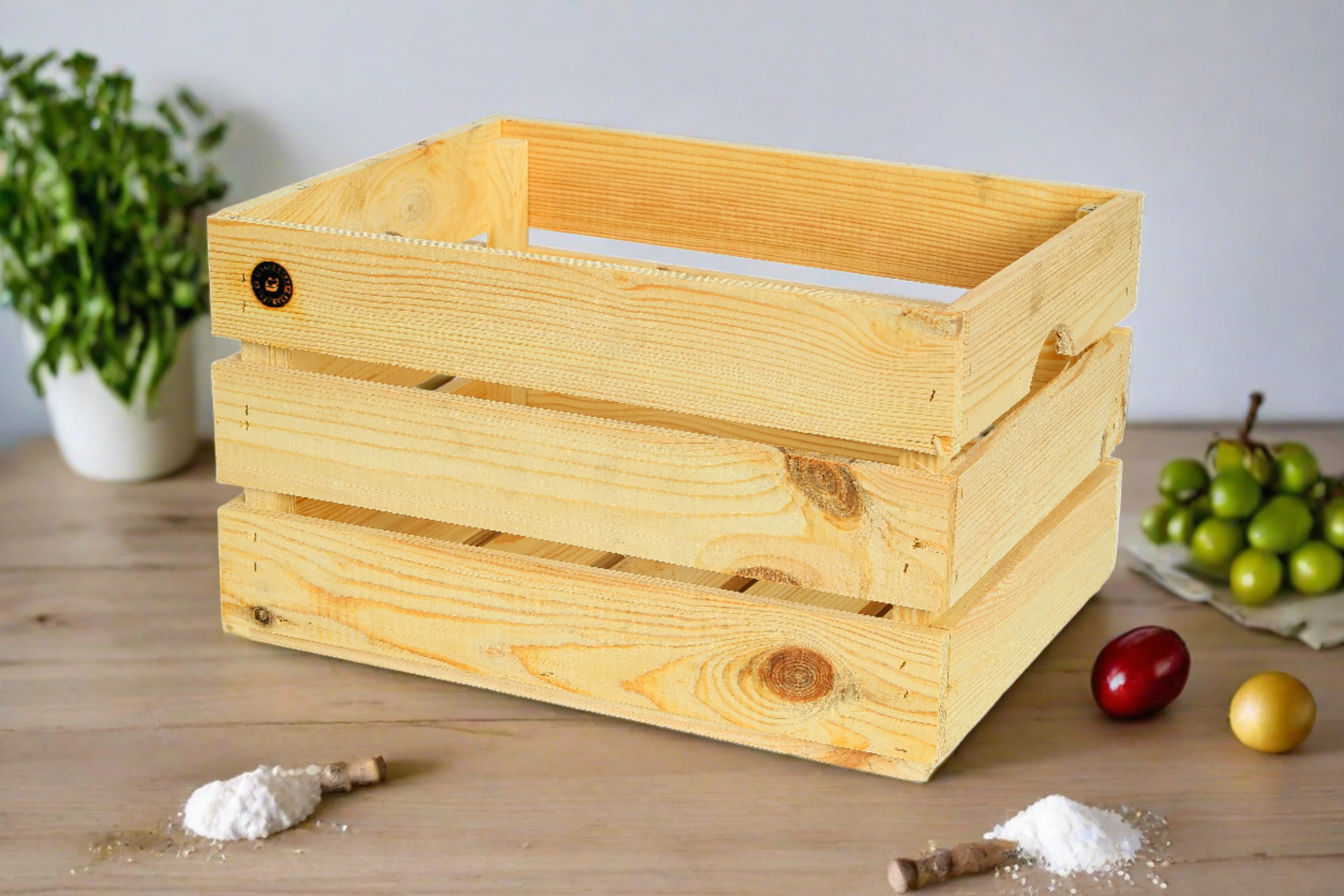 Neue Holzkiste Magda 40x30x23cm - natur mit Griff / Dekokiste / Obstkiste / Aufbewahrungskiste- HolzRepublik