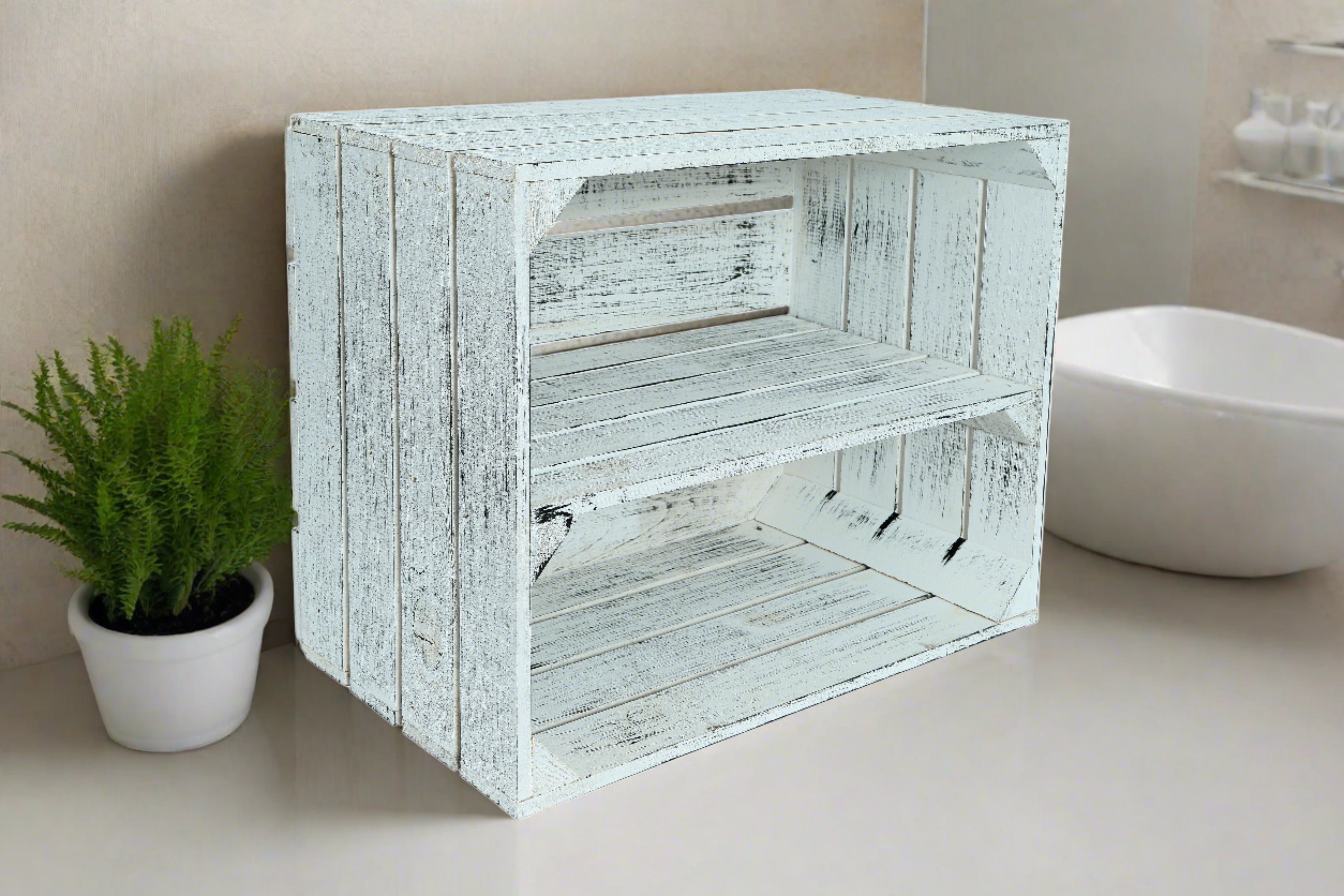 Neue Holzkiste Schuh 50x40x29cm - Grau Vintage- HolzRepublik