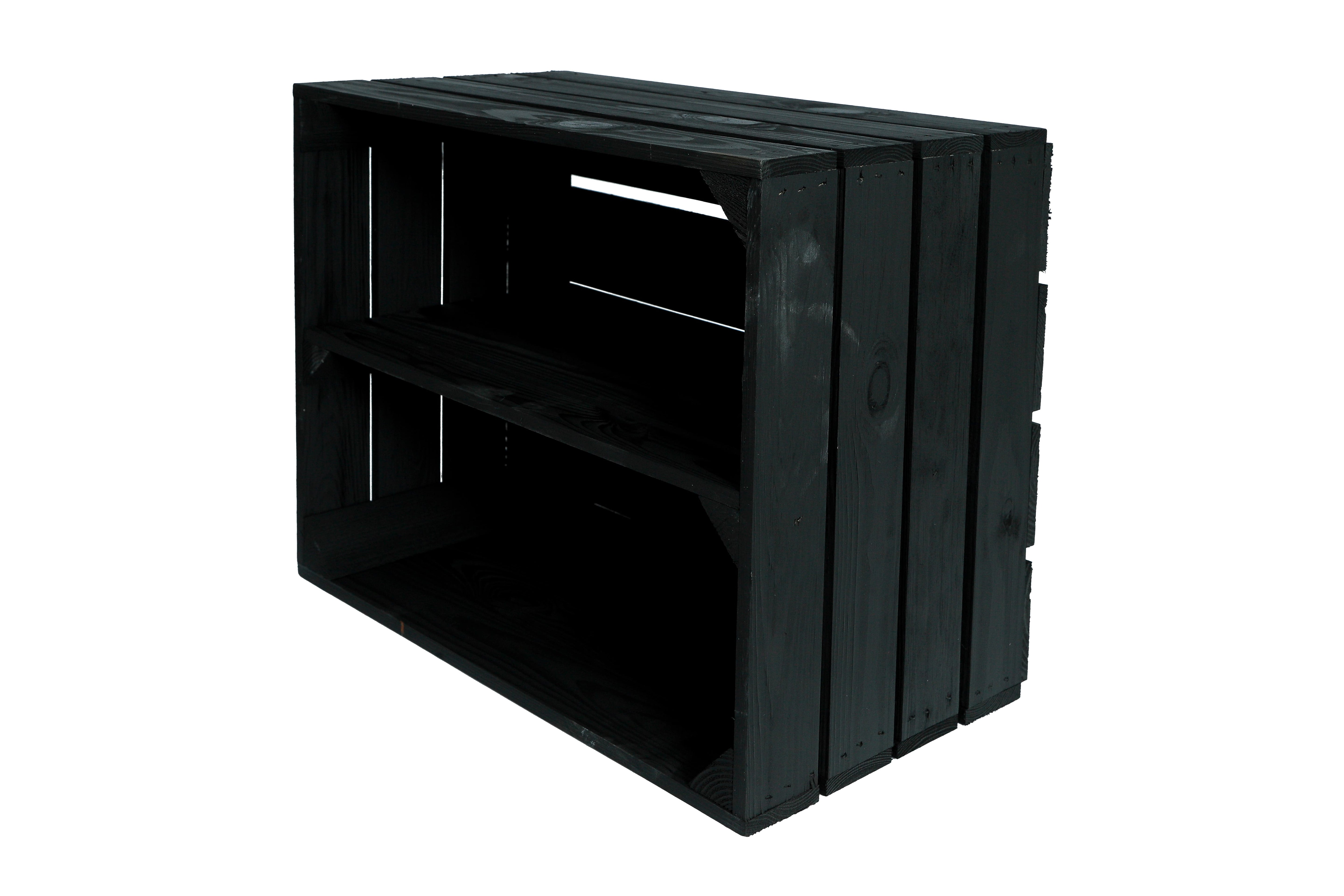 Neue Holzkiste Schuh 50x40x29 cm - schwarz- HolzRepublik