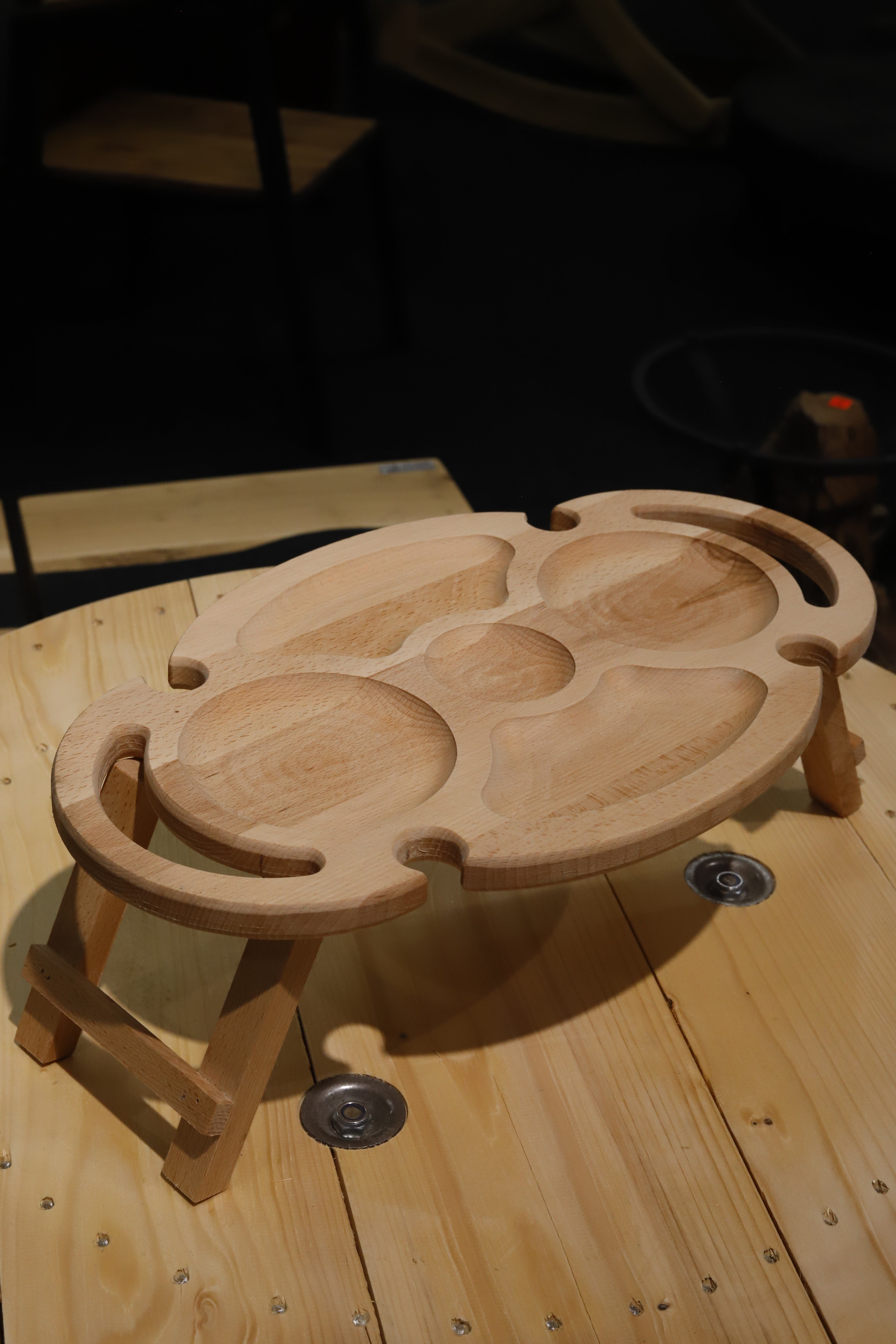 Ovales multifunktionales Serviertablett aus Buchenholz – stilvolles Holztablett für Weingläser, Käse & Wurst / Perfekt für romantisches Dinner & Frühstück