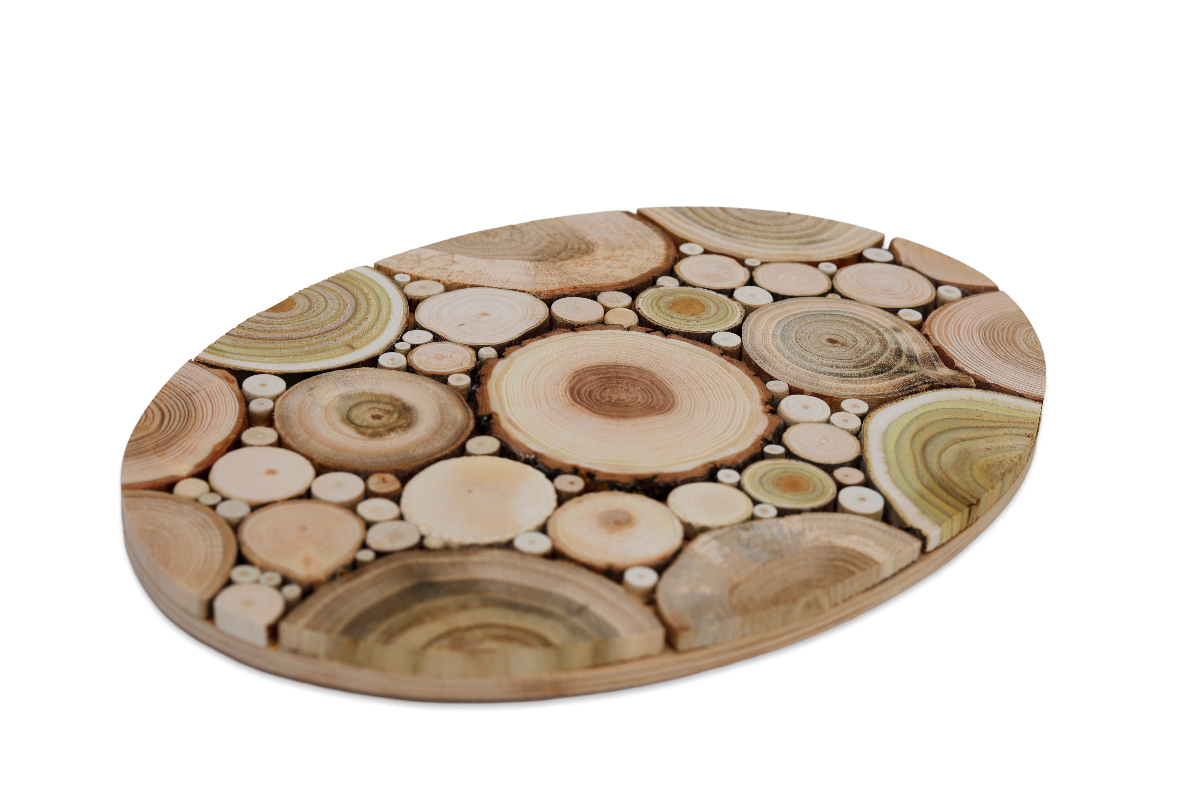 Ovaler handgefertigter Holzuntersetzer- HolzRepublik