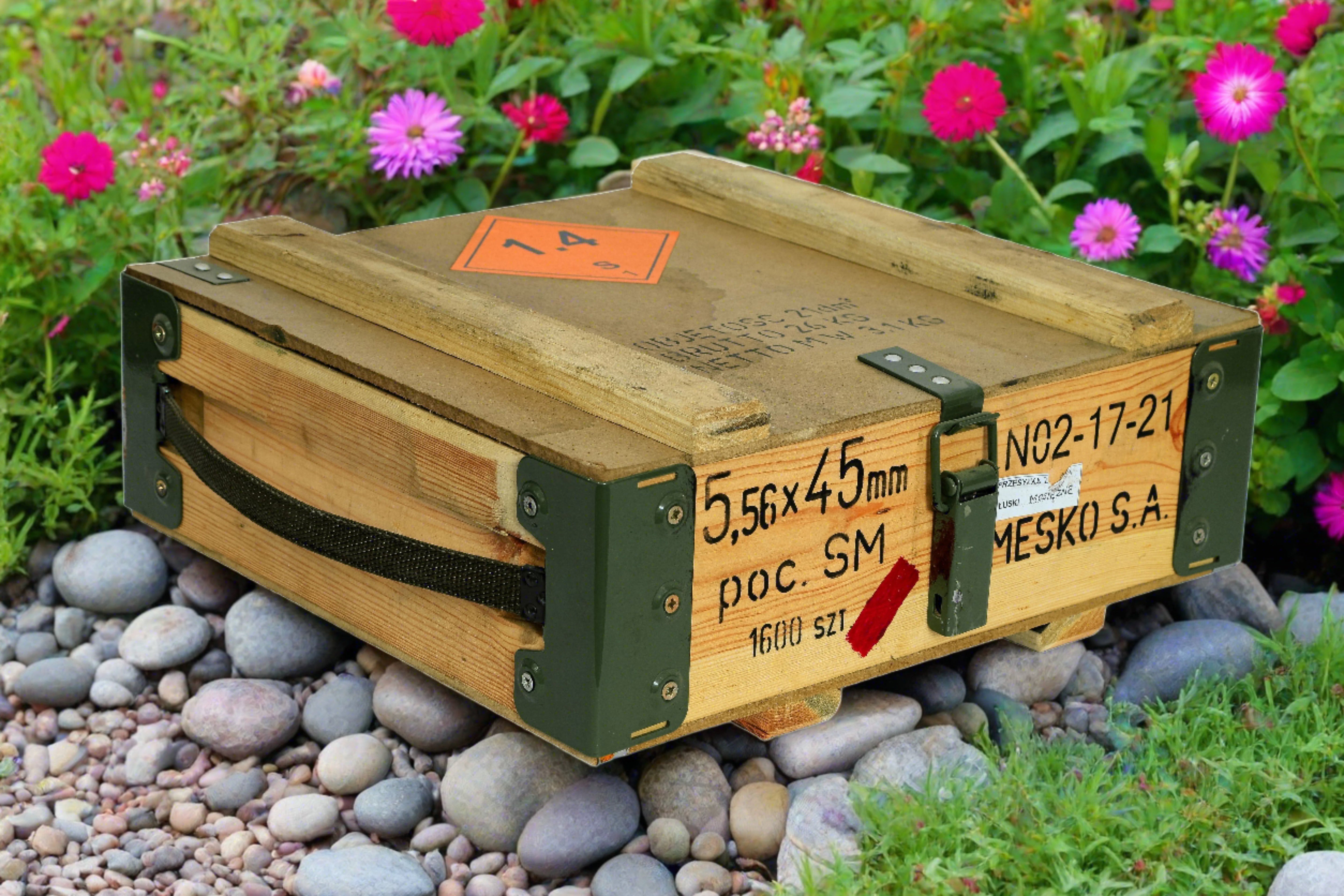 Munitionskiste Slepe 40x35x15cm - natur / Munitruhe / Transportkiste / Militärkiste / Armeekiste- HolzRepublik