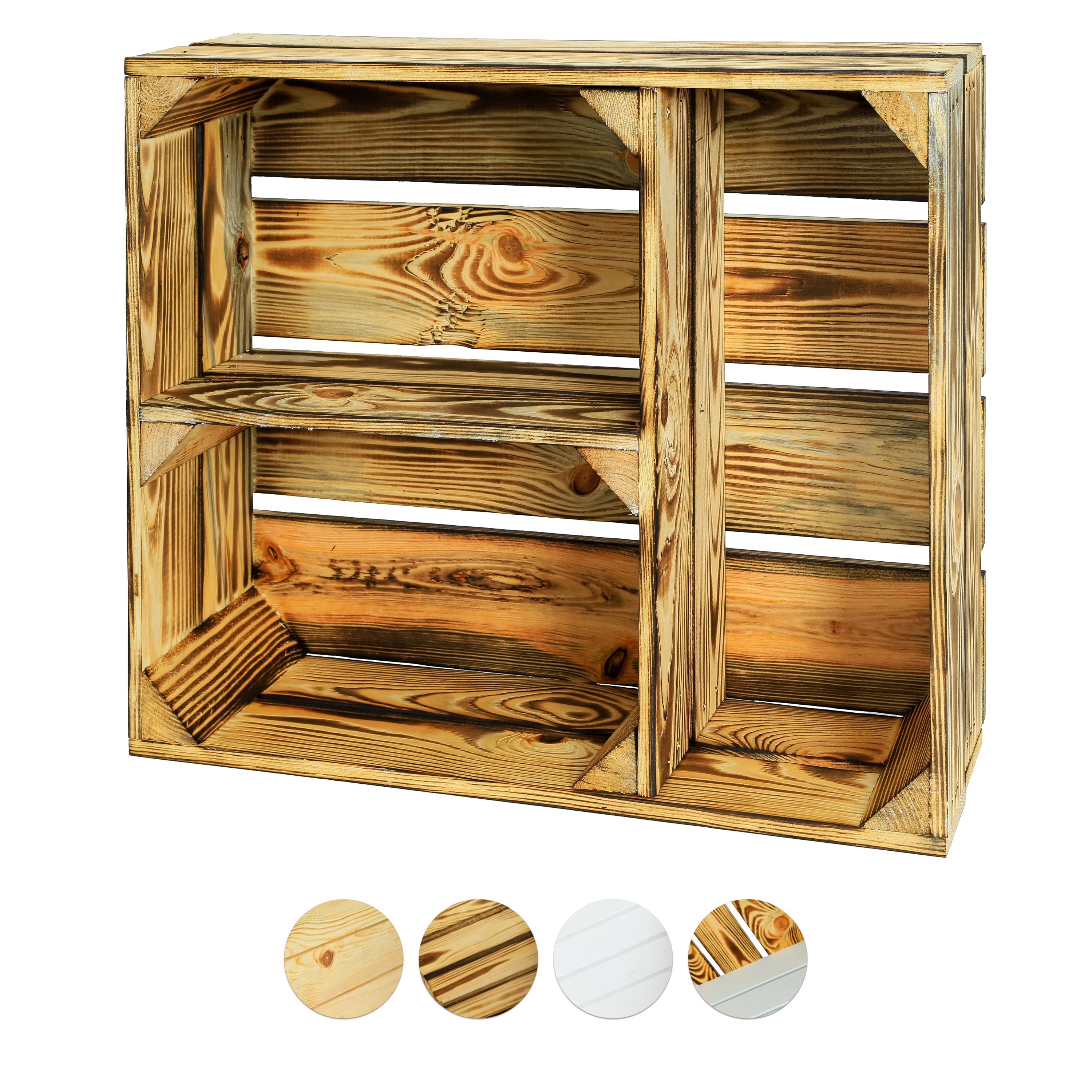 Neue Holzkiste Traute geflammt 50x40x16 cm- HolzRepublik