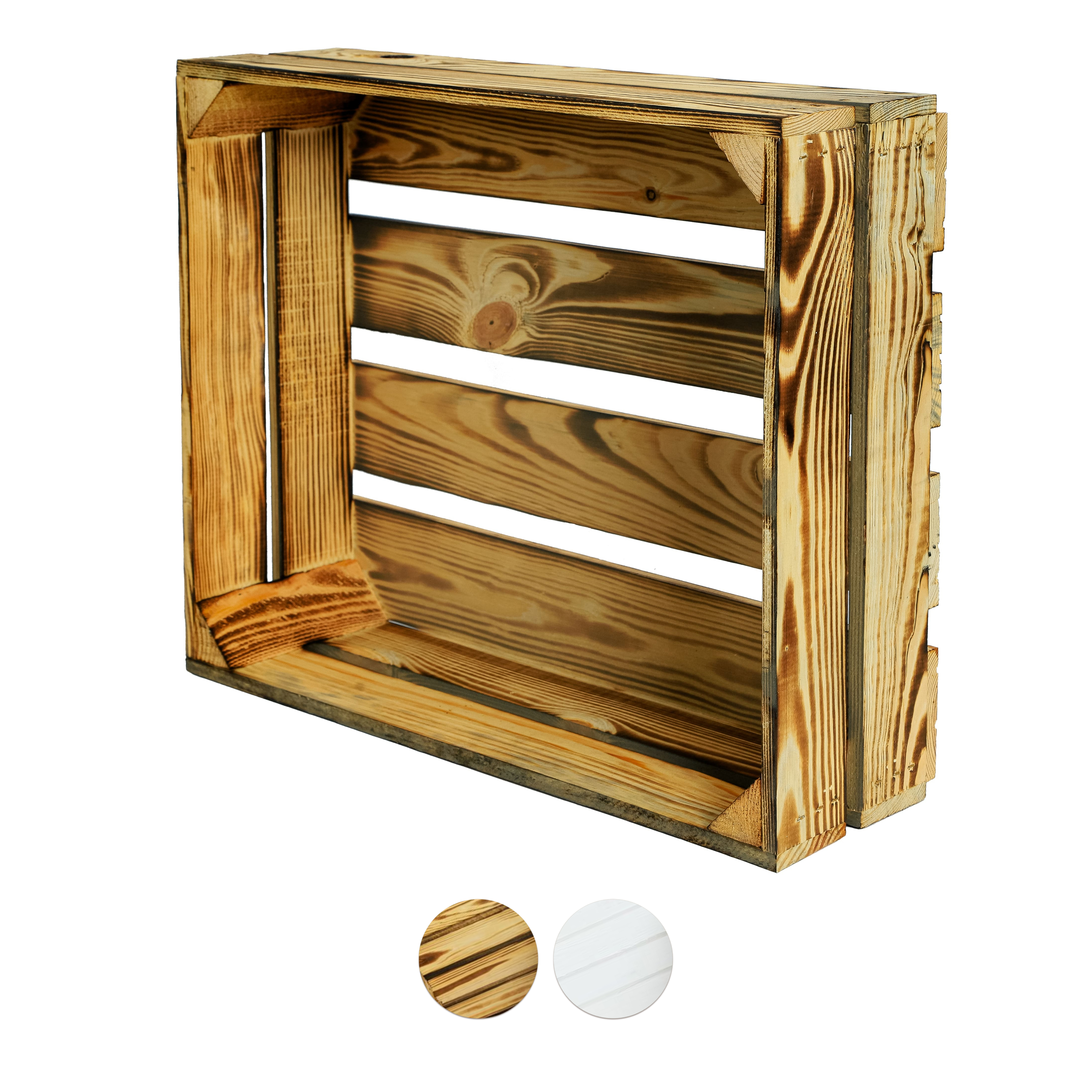 Neue Holzkiste "Wilma ohne" 50x40x16 cm - geflammt- HolzRepublik