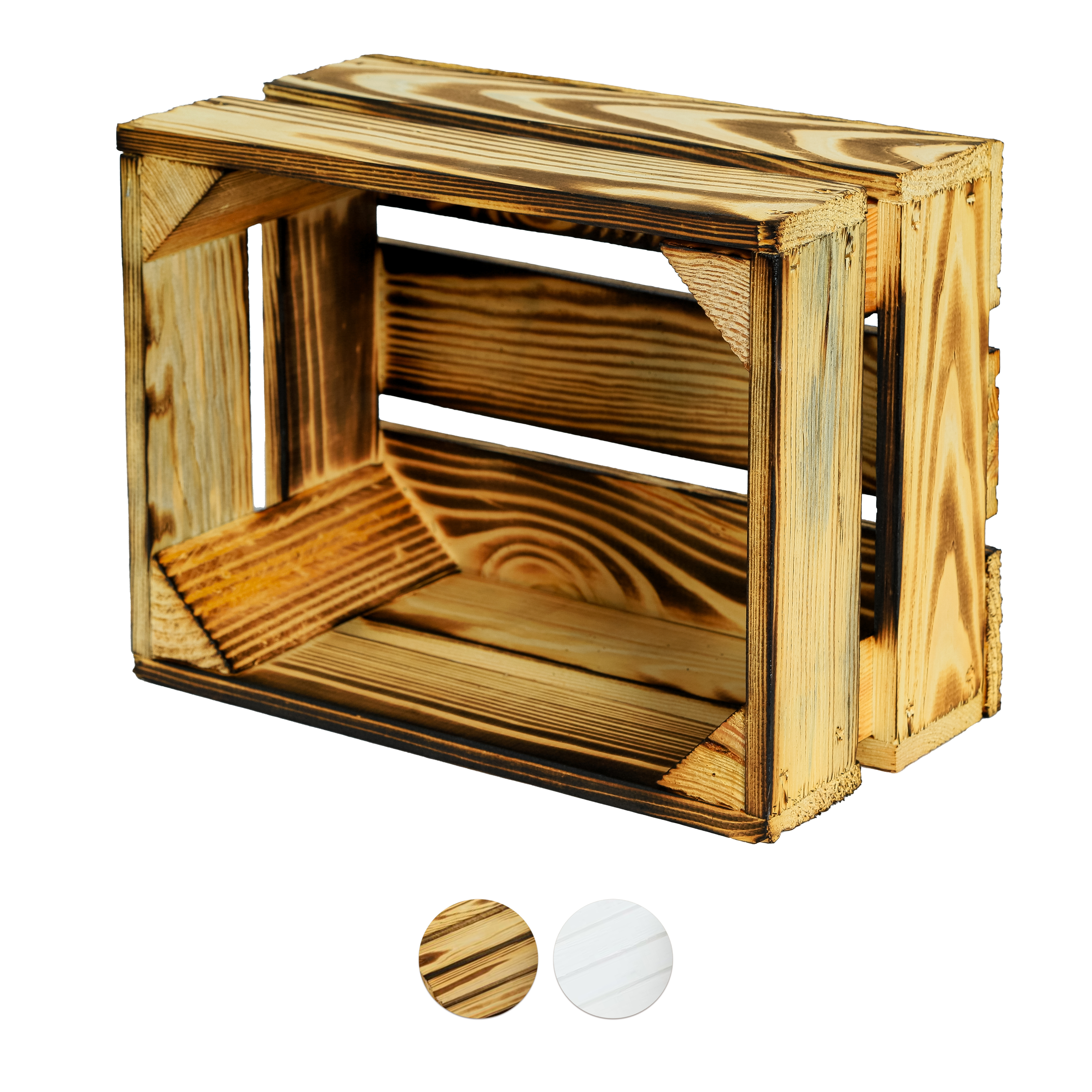 Neue kleine Holzkiste Frieda 30x22x16 cm - geflammt / Dekokiste / Obstkiste- HolzRepublik