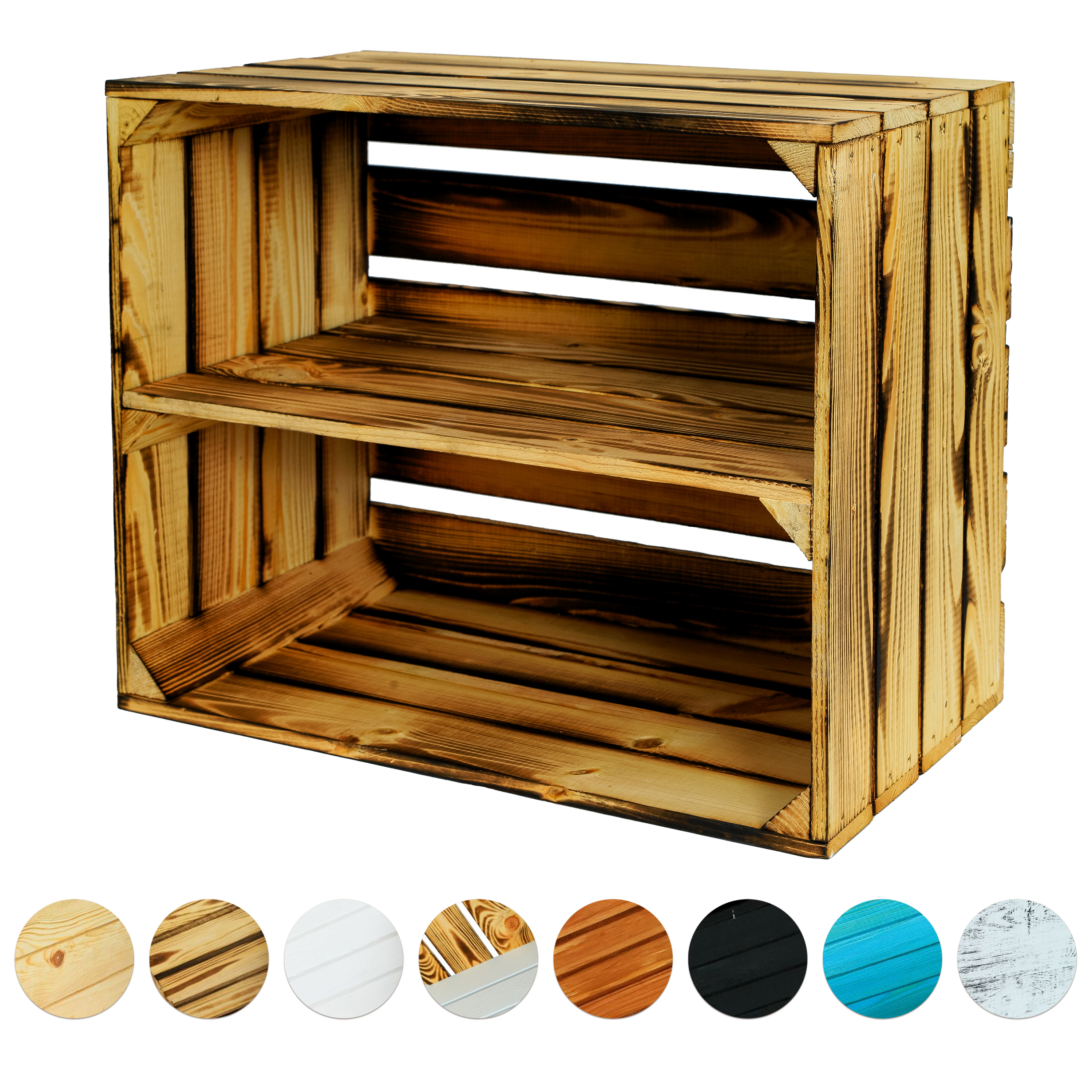 Neue Holzkiste Schuh 50x40x29cm - geflammt- HolzRepublik