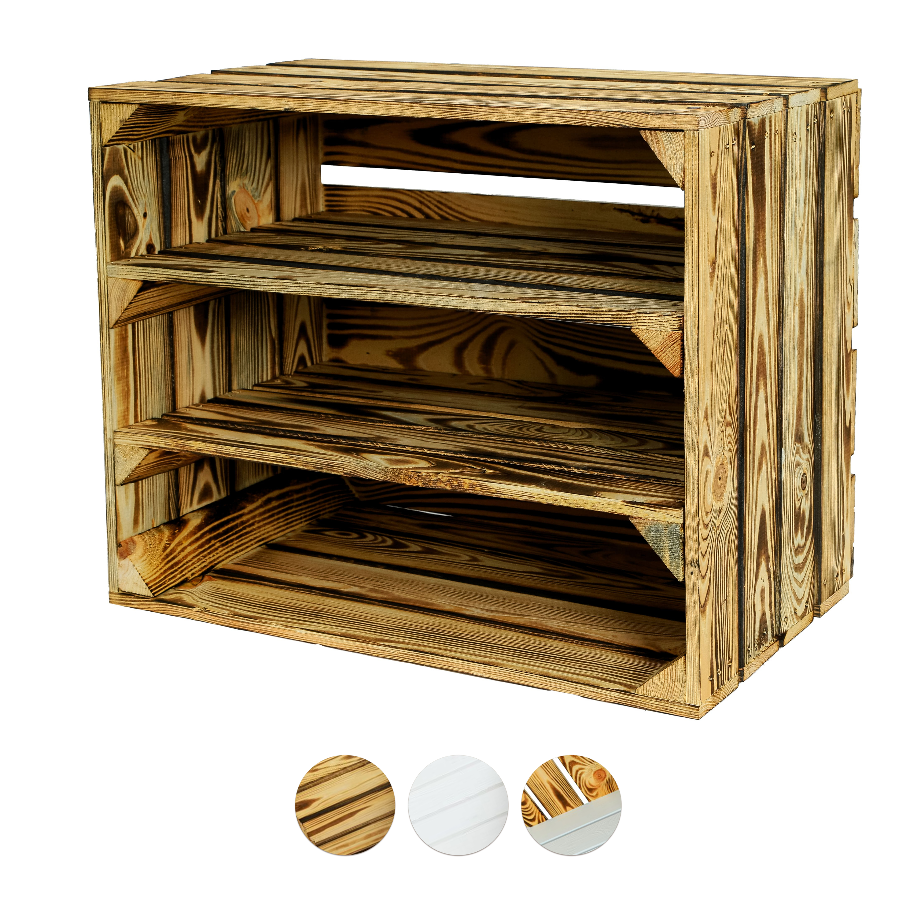 Neue Holzkiste Schuh2Lang 50x40x29 cm - geflammt- HolzRepublik