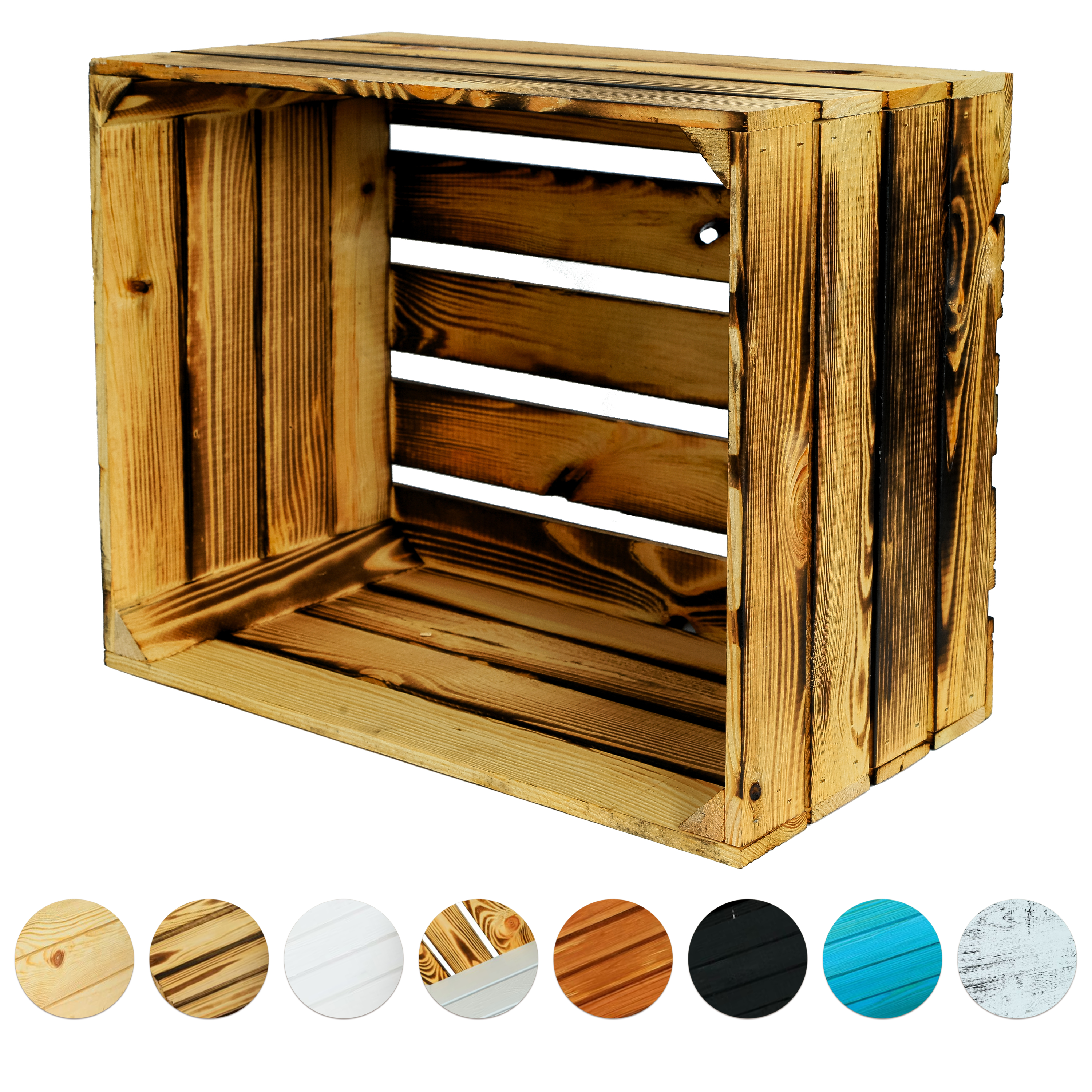 Neue Holzkisten Pol 50x40x29 cm - geflammt- HolzRepublik