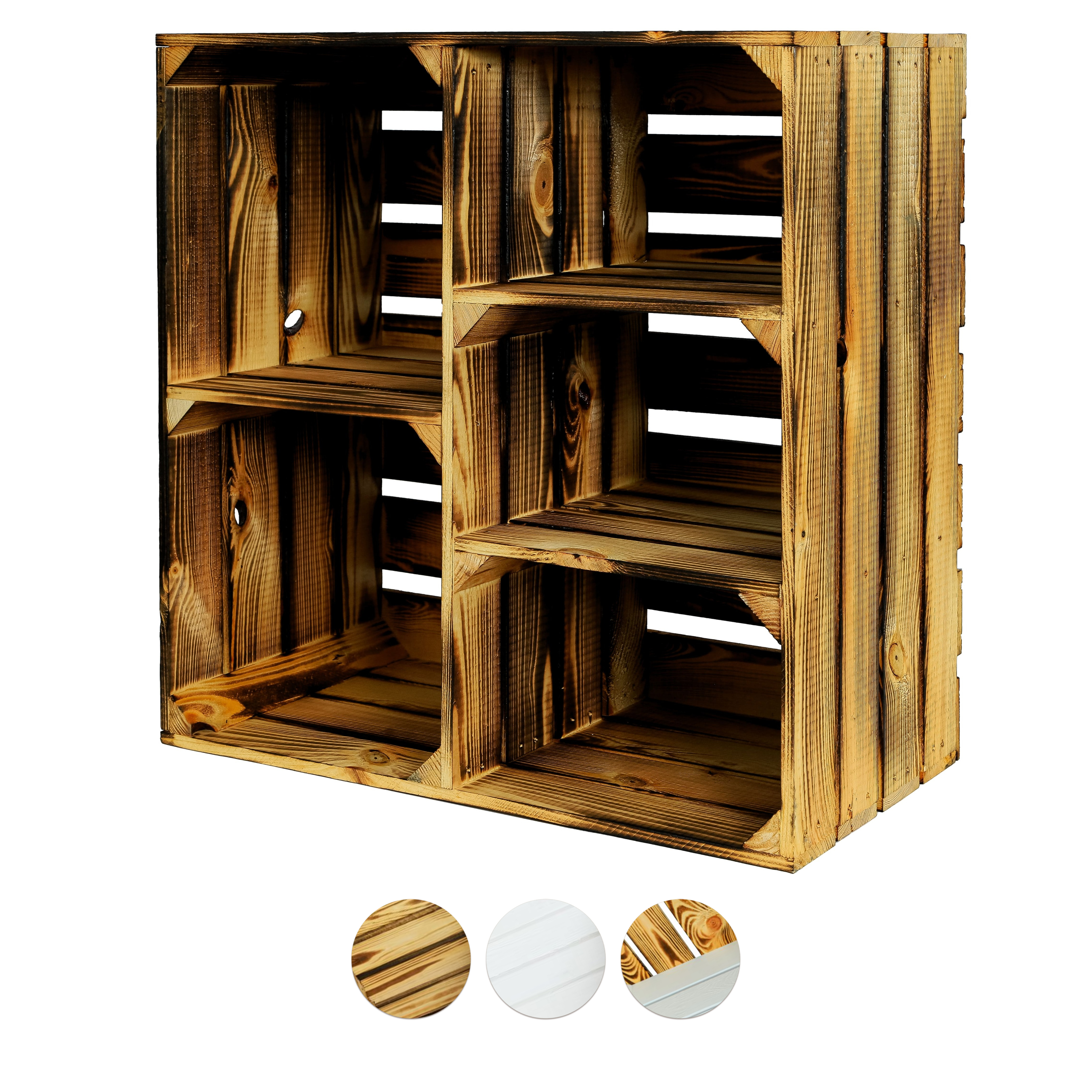 Großes Holzregal HS3 77x68x35cm - geflammt- HolzRepublik