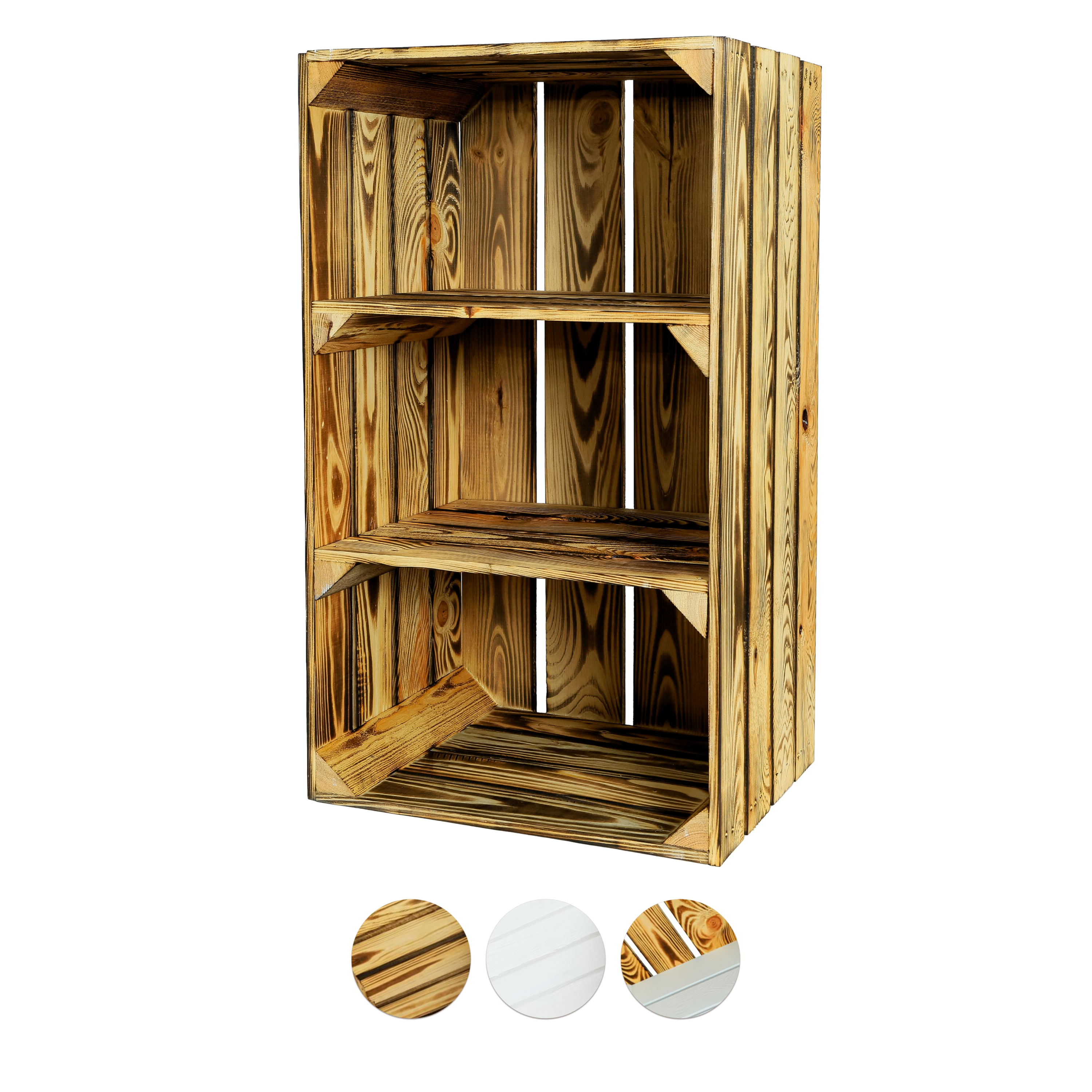 Neue Holzkiste SchuhSchmal 68x40x31cm - geflammt- HolzRepublik