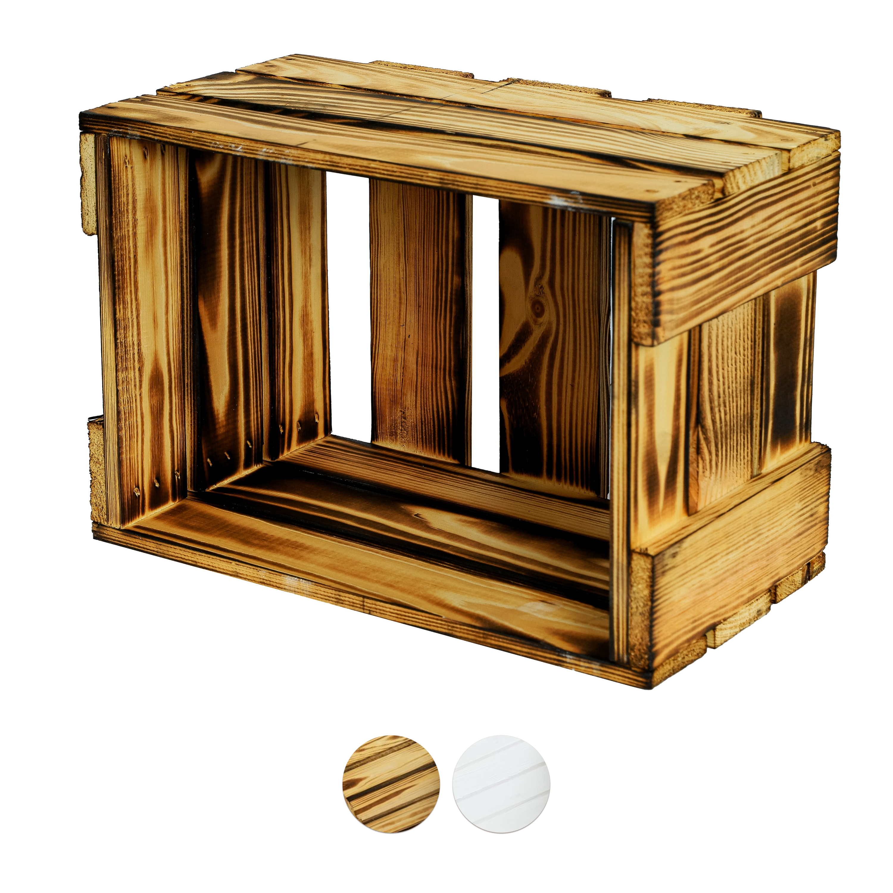 Neue kleine Weinkiste 34x23x19cm - geflammt- HolzRepublik