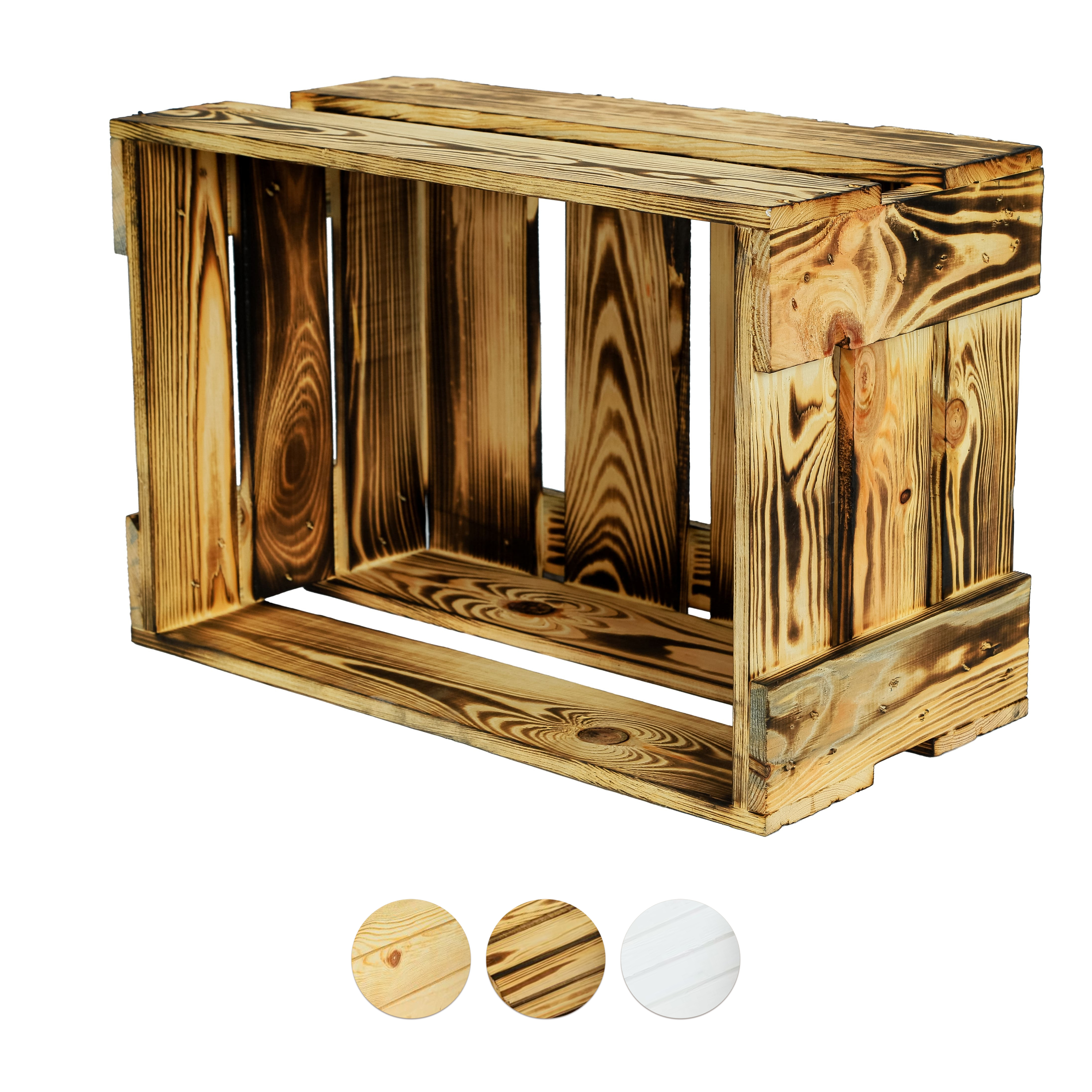 Neue Weinkiste 46x30,5x24 cm - geflammt- HolzRepublik