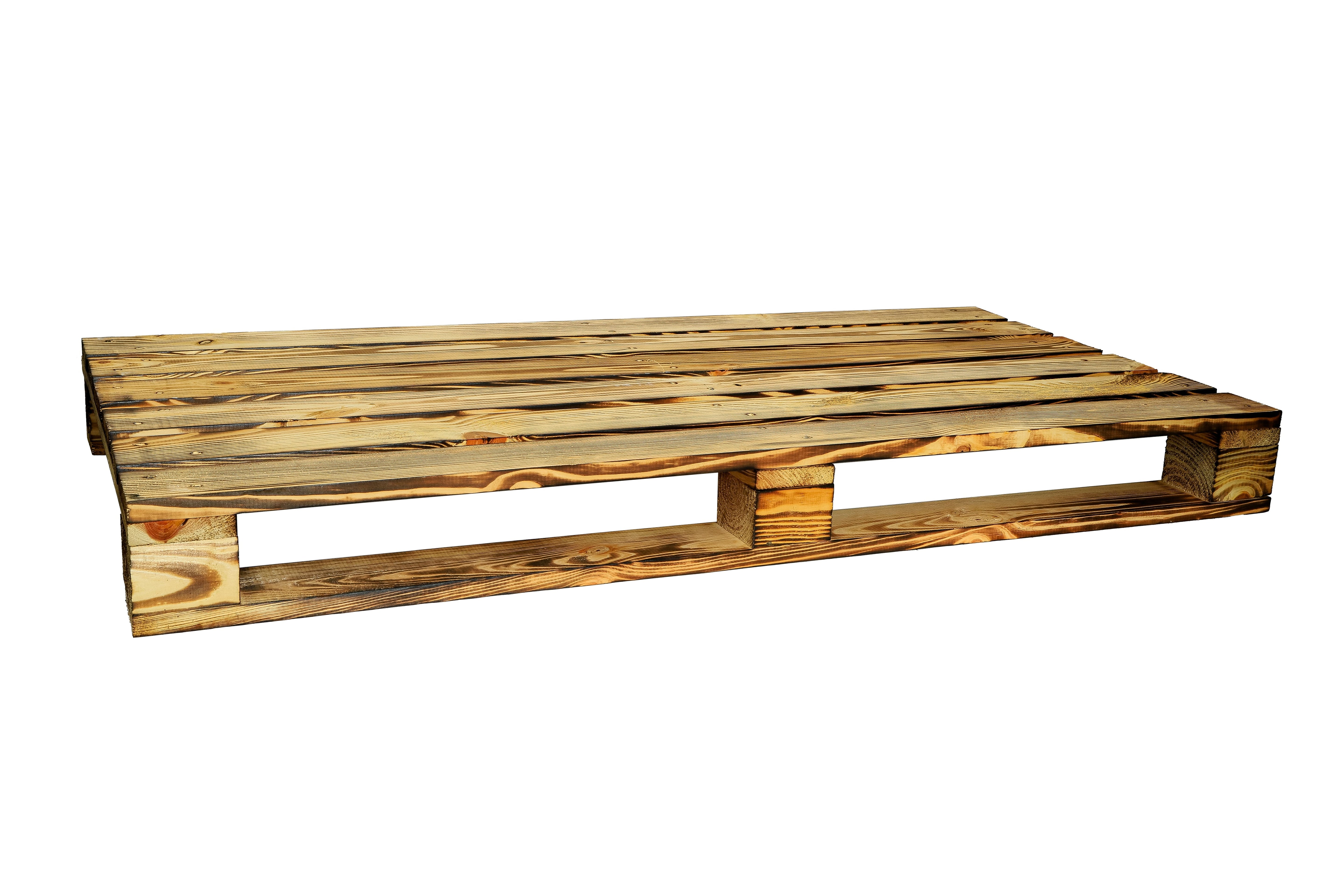 Neue Palette 120 x 60 x 13 cm - geflammt / Dekopalette / DIY Palette- HolzRepublik