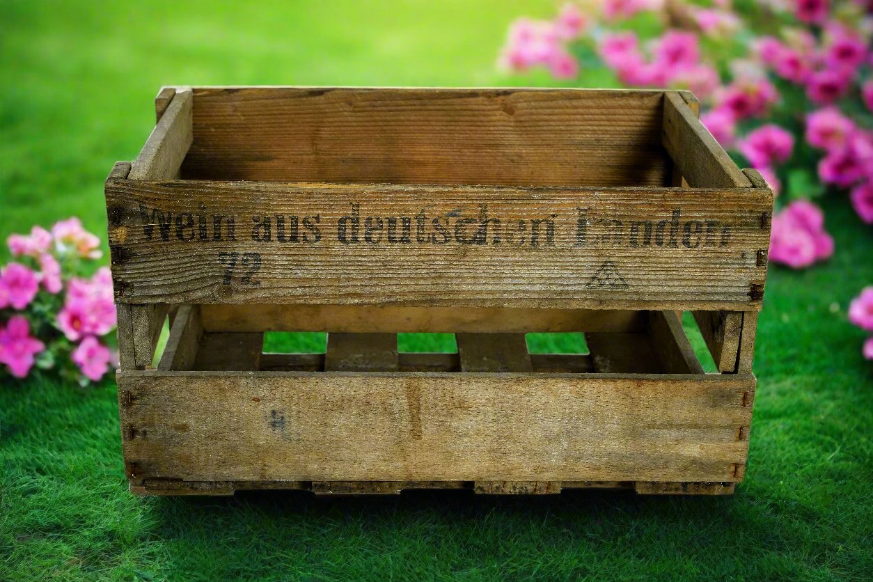 Originale Alte Deutsche Weinkiste Pfälzer 49x30x28 cm / Obstkiste / Holzkiste / Gartenkiste- HolzRepublik