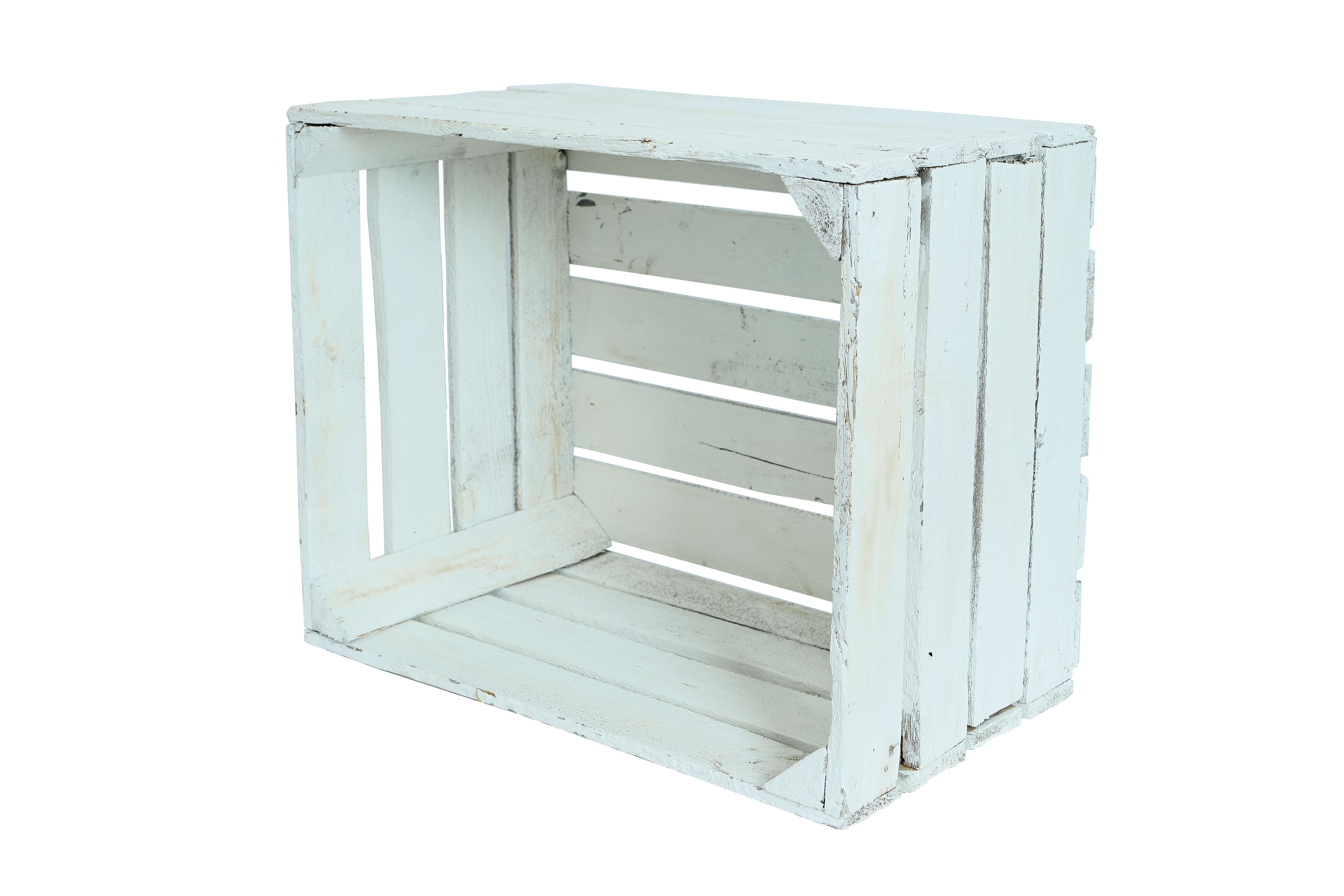 Alte weiße Holzkiste "Pol Ohne Weiß" 50x40x30 cm / Obstkiste / Originale Kiste- HolzRepublik