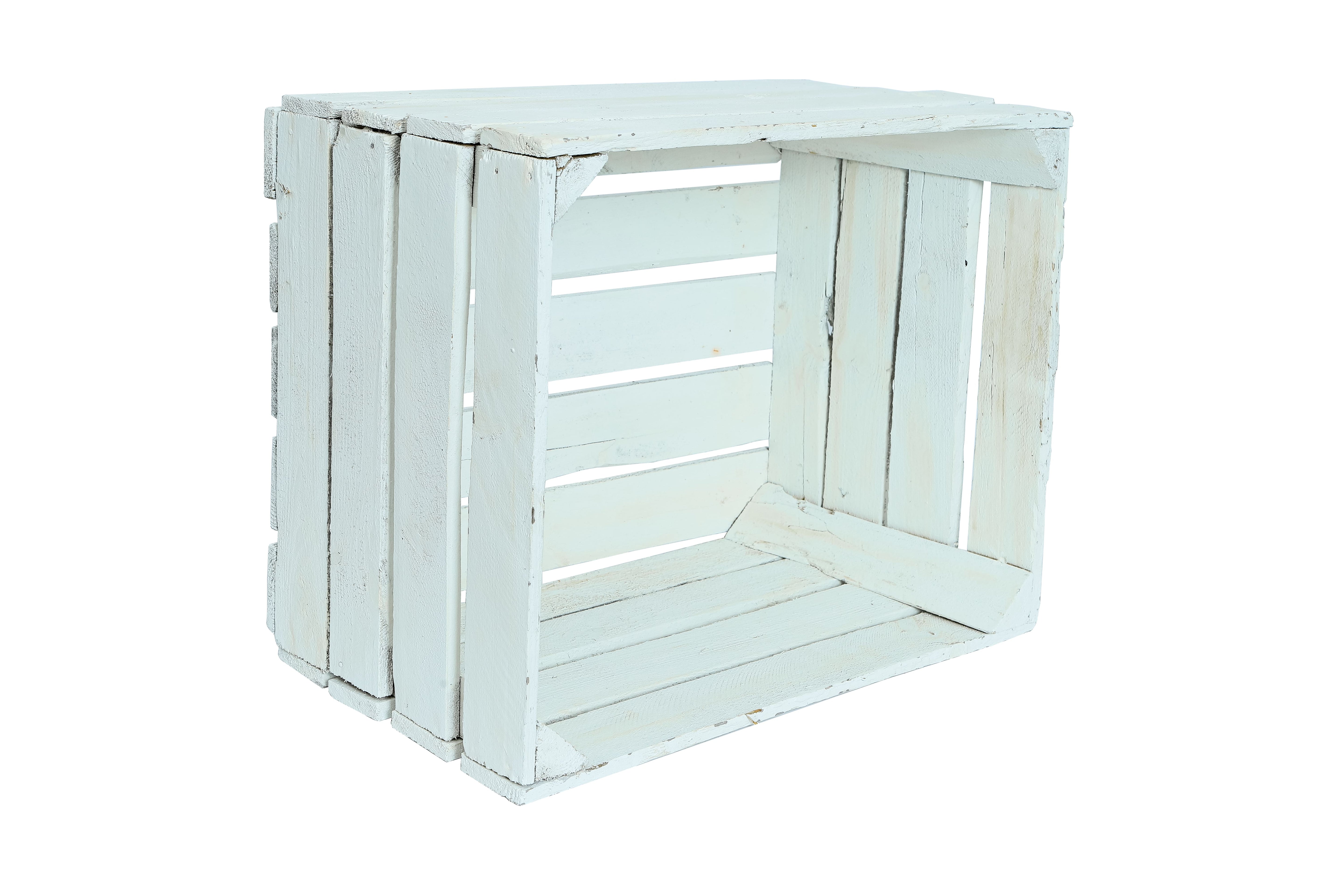 Alte weiße Holzkiste "Pol Ohne Weiß" 50x40x30 cm / Obstkiste / Originale Kiste- HolzRepublik