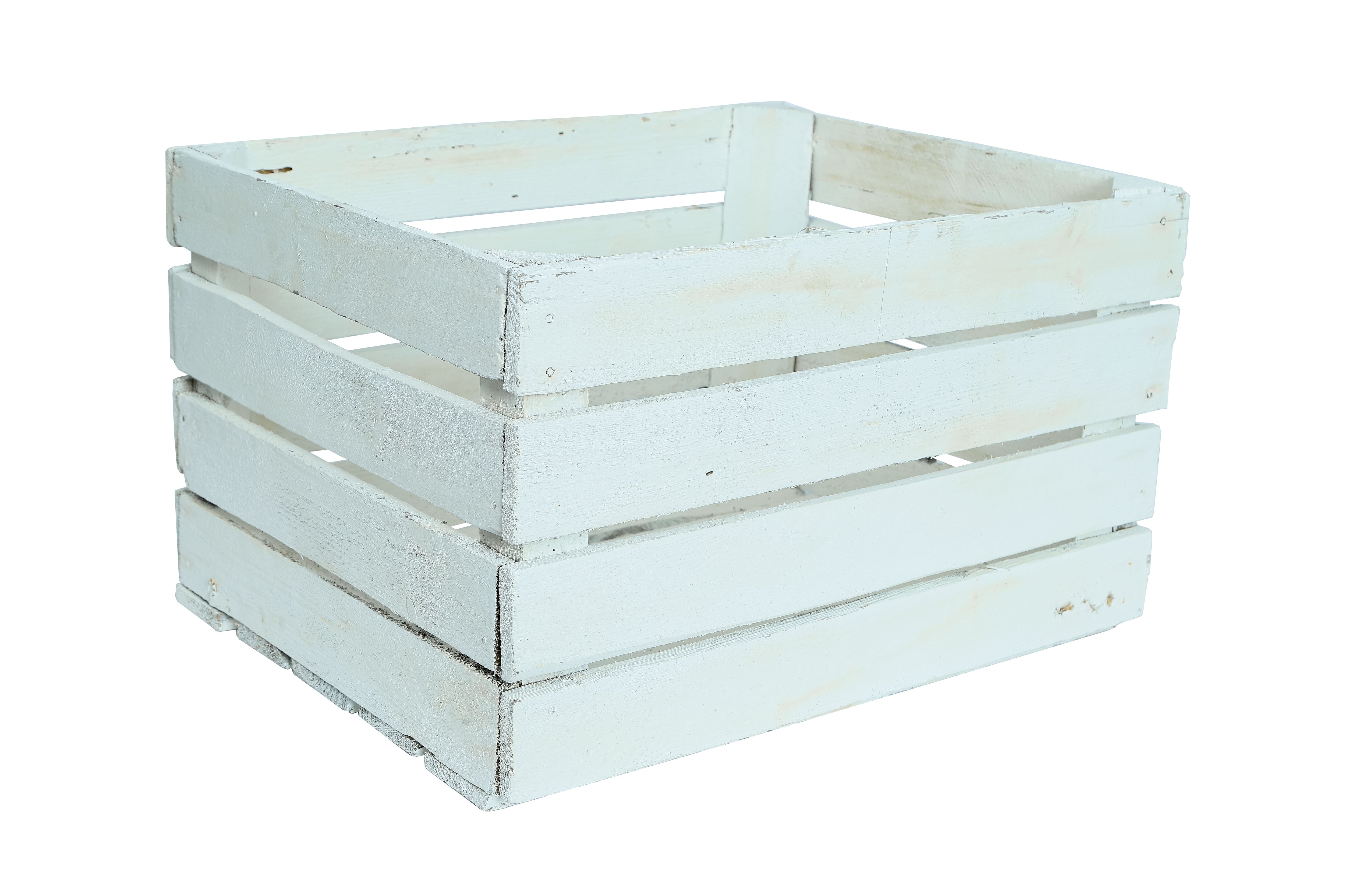 Alte weiße Holzkiste "Pol Ohne Weiß" 50x40x30 cm / Obstkiste / Originale Kiste- HolzRepublik