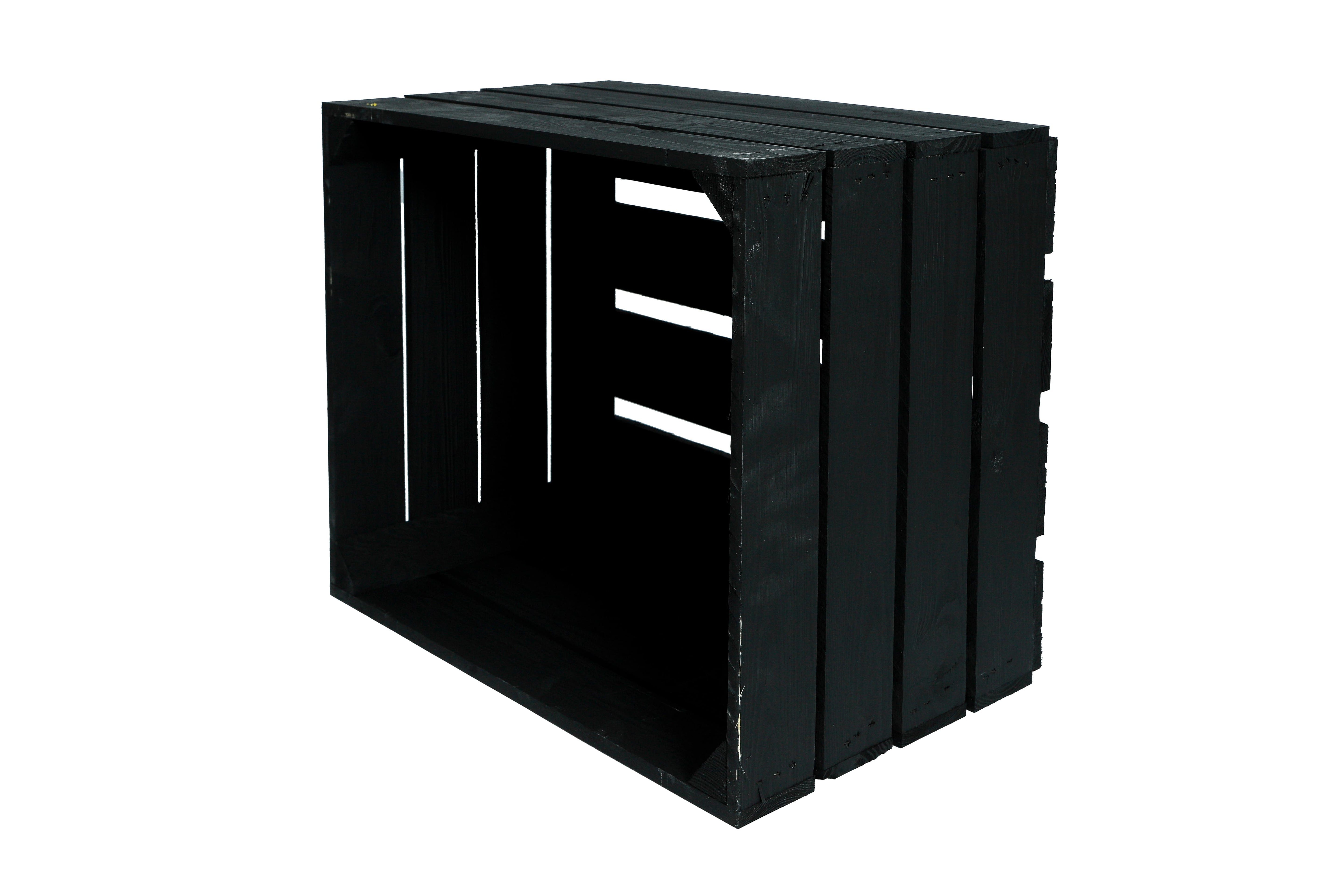 Neue Holzkiste Pol 50x40x29 cm - schwarz- HolzRepublik
