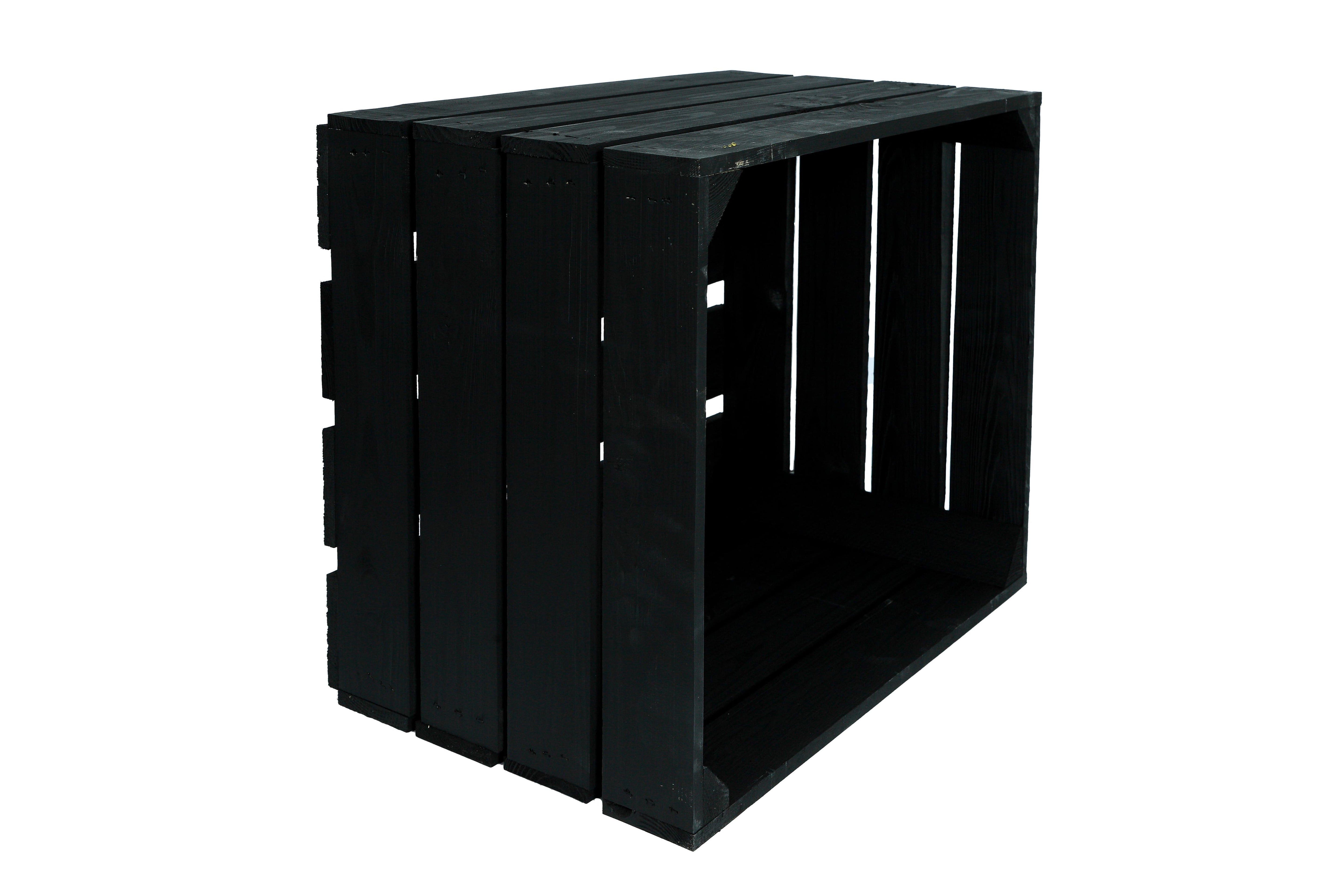 Neue Holzkiste Pol 50x40x29 cm - schwarz- HolzRepublik
