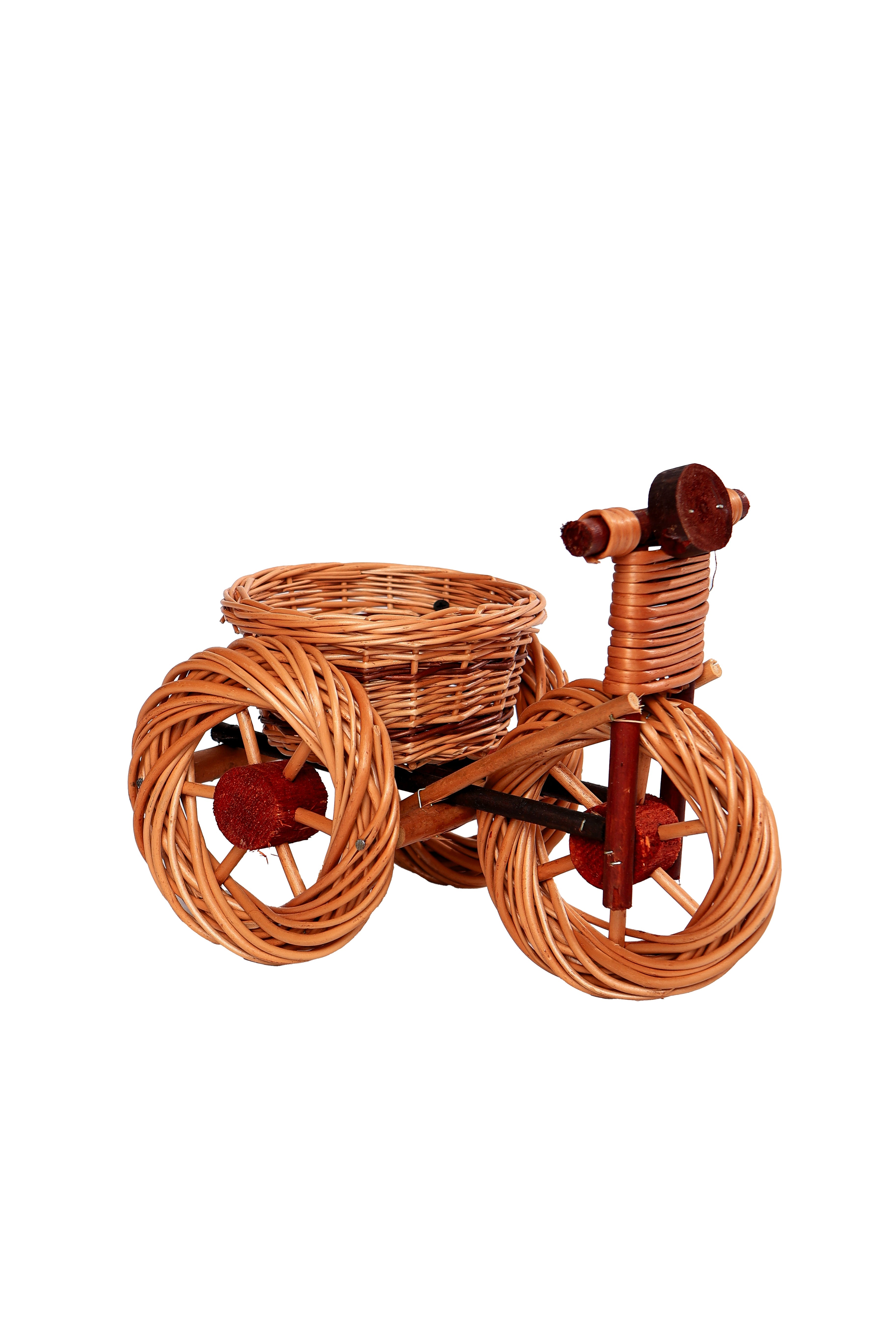 Rattan-Blumentopf in Fahrradform- HolzRepublik