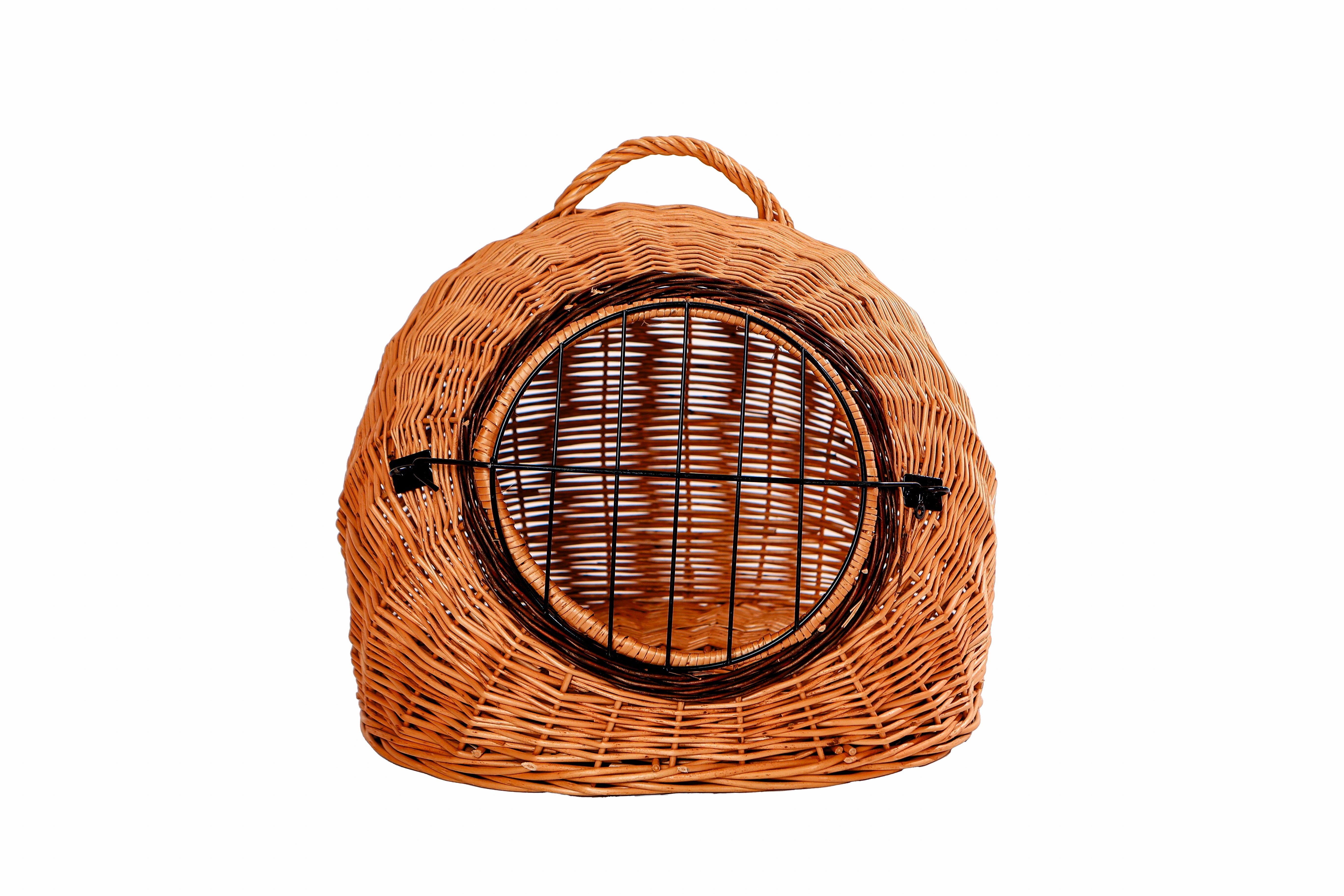 Weidenkorb-Tragetasche für Haustiere / Geflochtene Tiertragetasche / Transporttasche aus Rattan- HolzRepublik