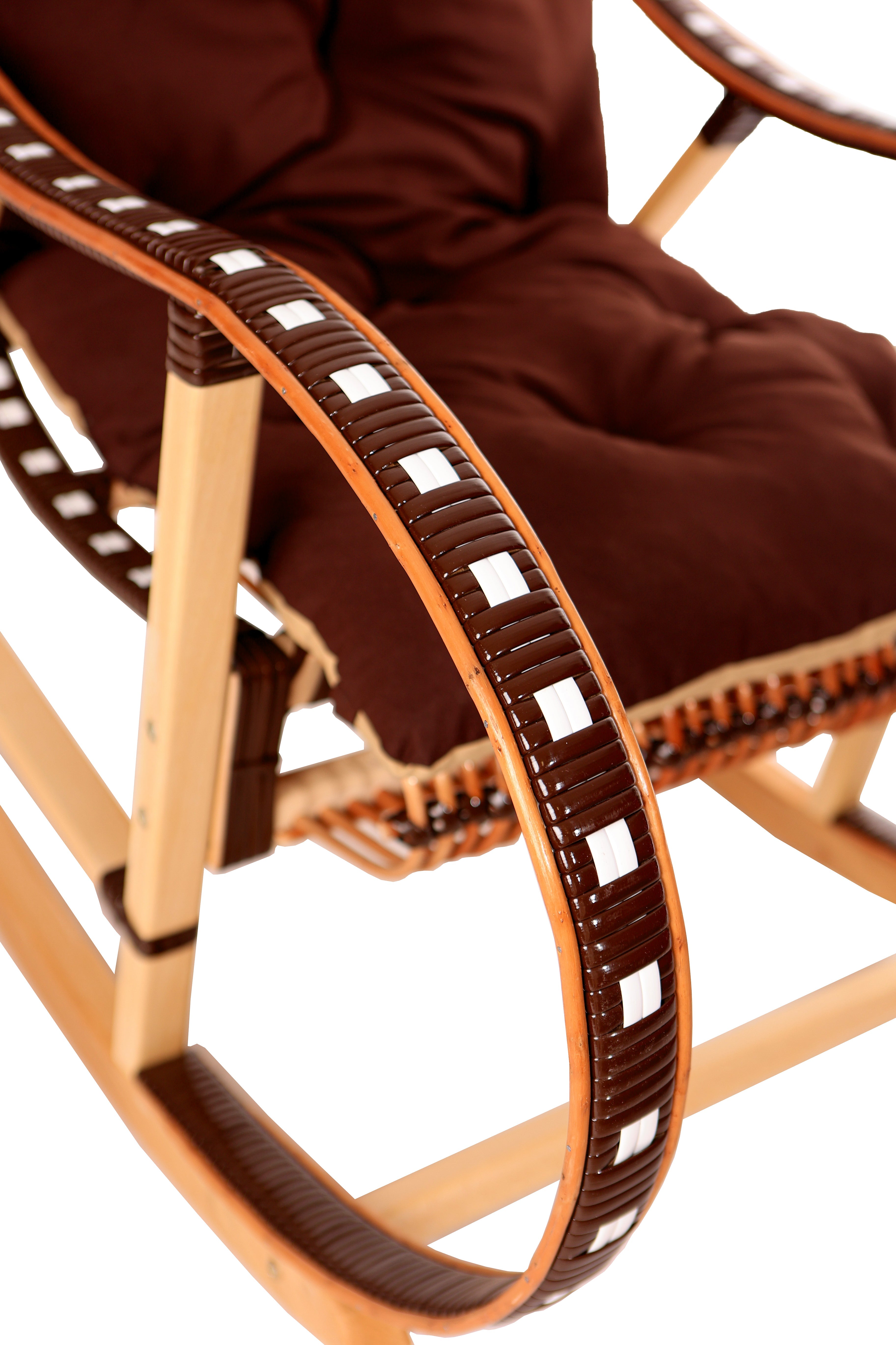 Schaukelstuhl aus Rattan - Natur-Schwarz- HolzRepublik