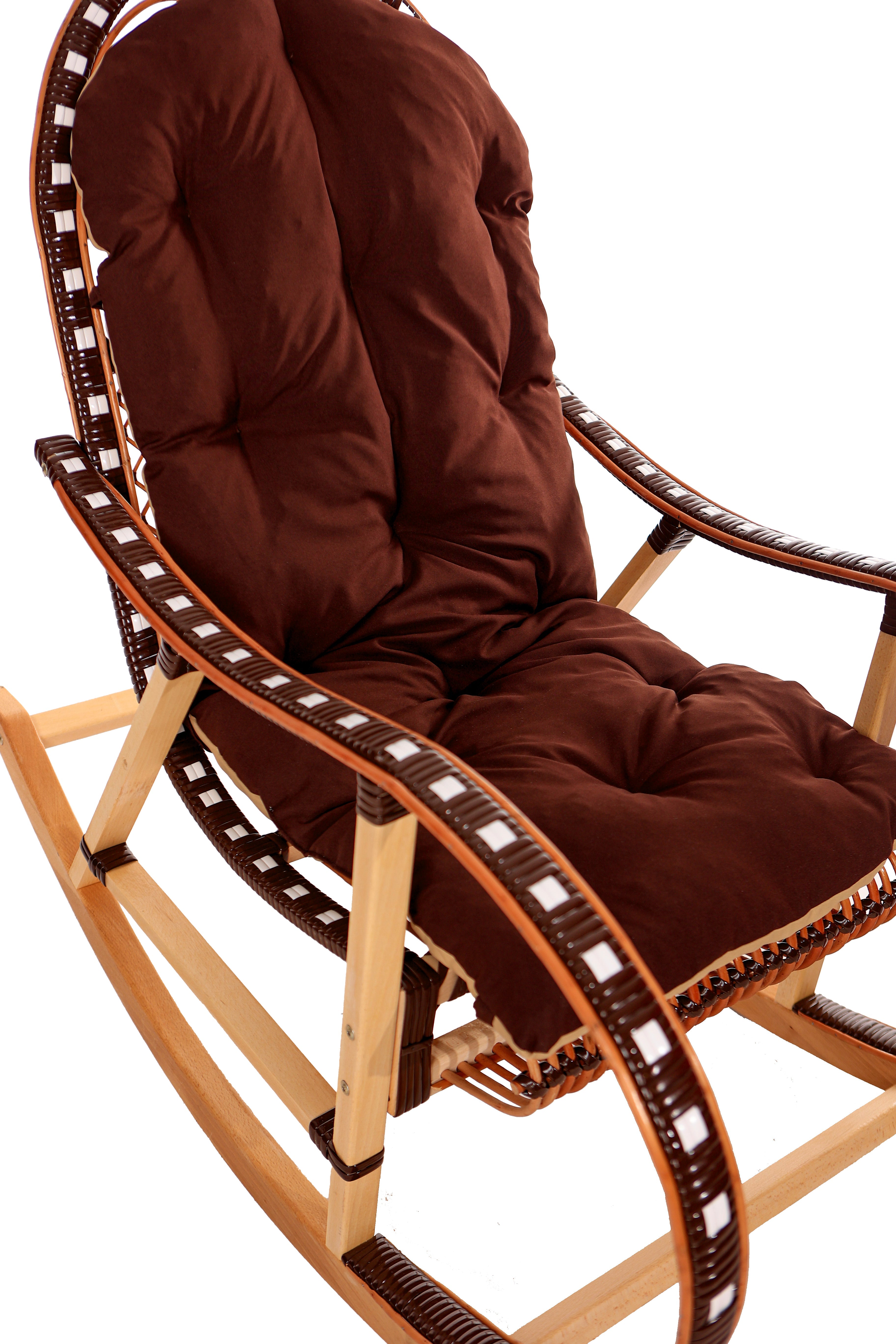 Schaukelstuhl aus Rattan - Natur-Schwarz- HolzRepublik