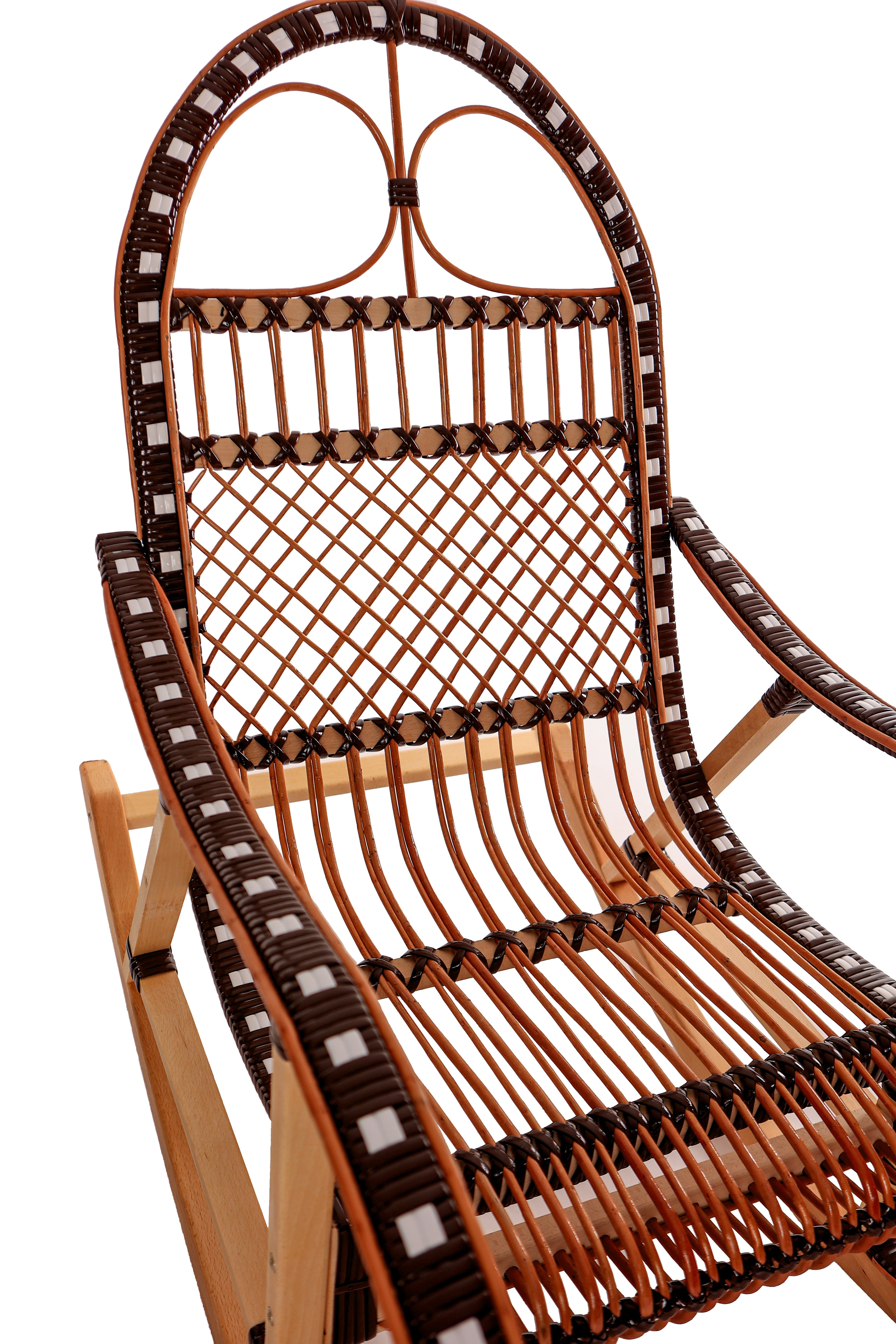 Schaukelstuhl aus Rattan - Natur-Schwarz- HolzRepublik