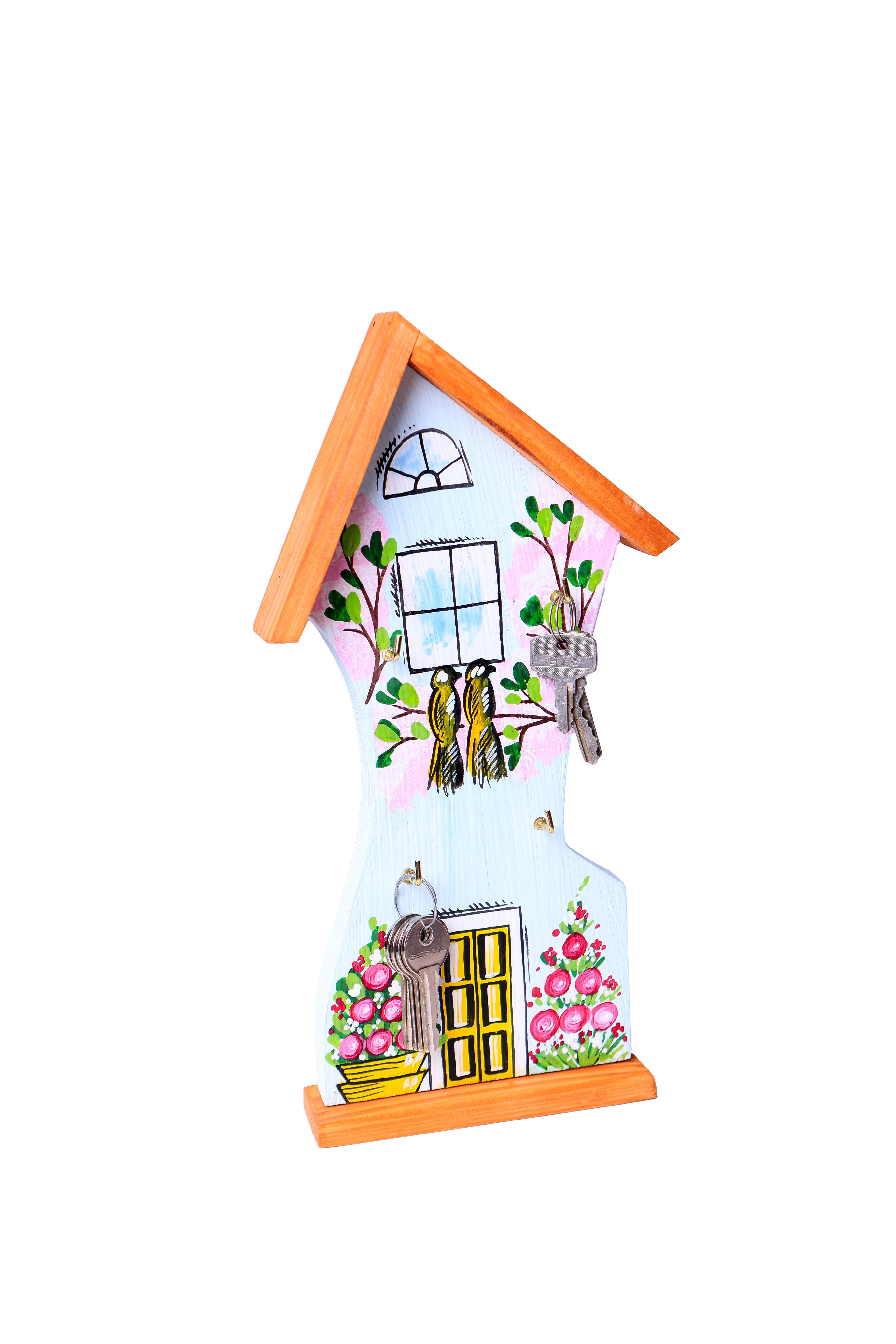 Holz-Wand-Schlüsselhalter in Hausform- HolzRepublik