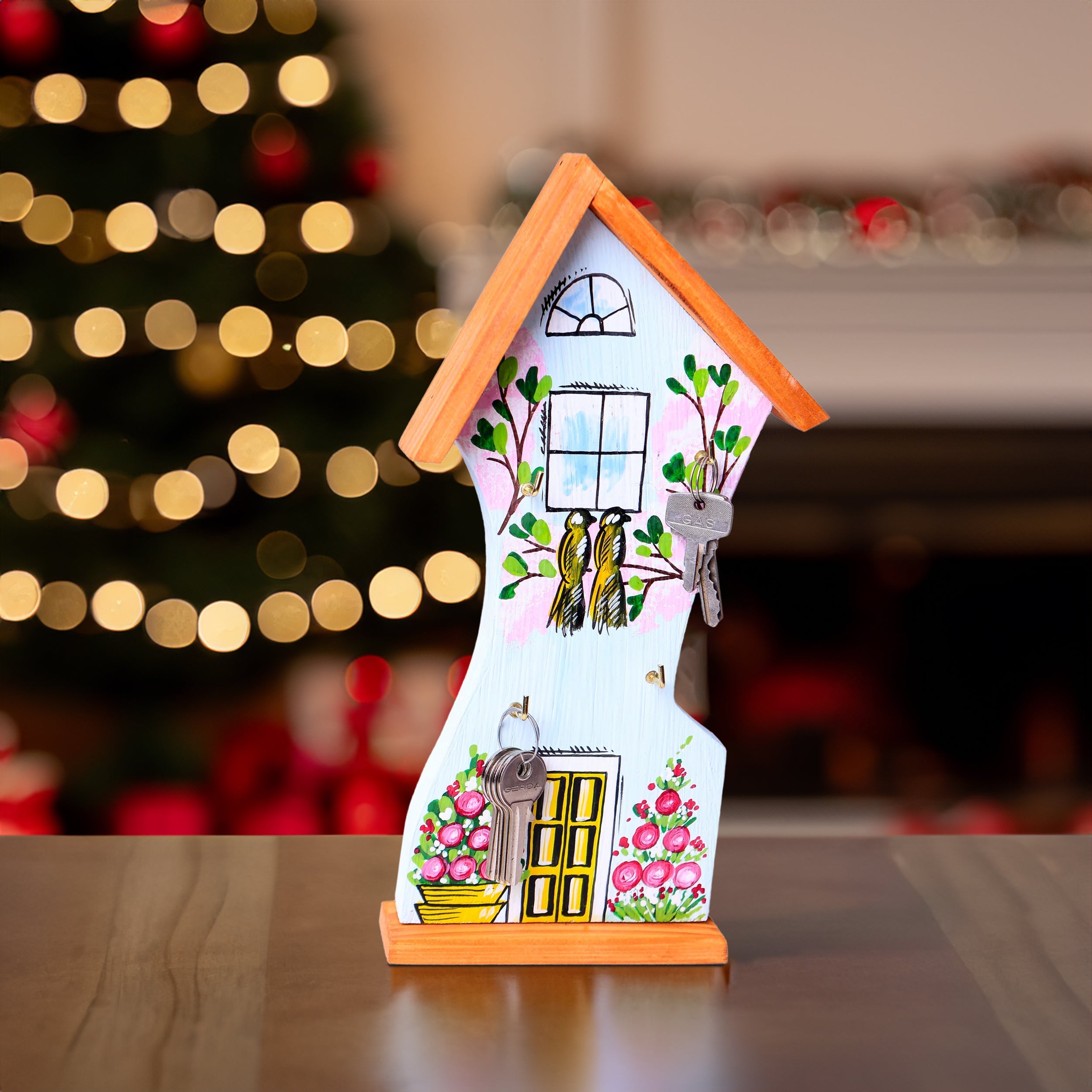 Holz-Wand-Schlüsselhalter in Hausform- HolzRepublik