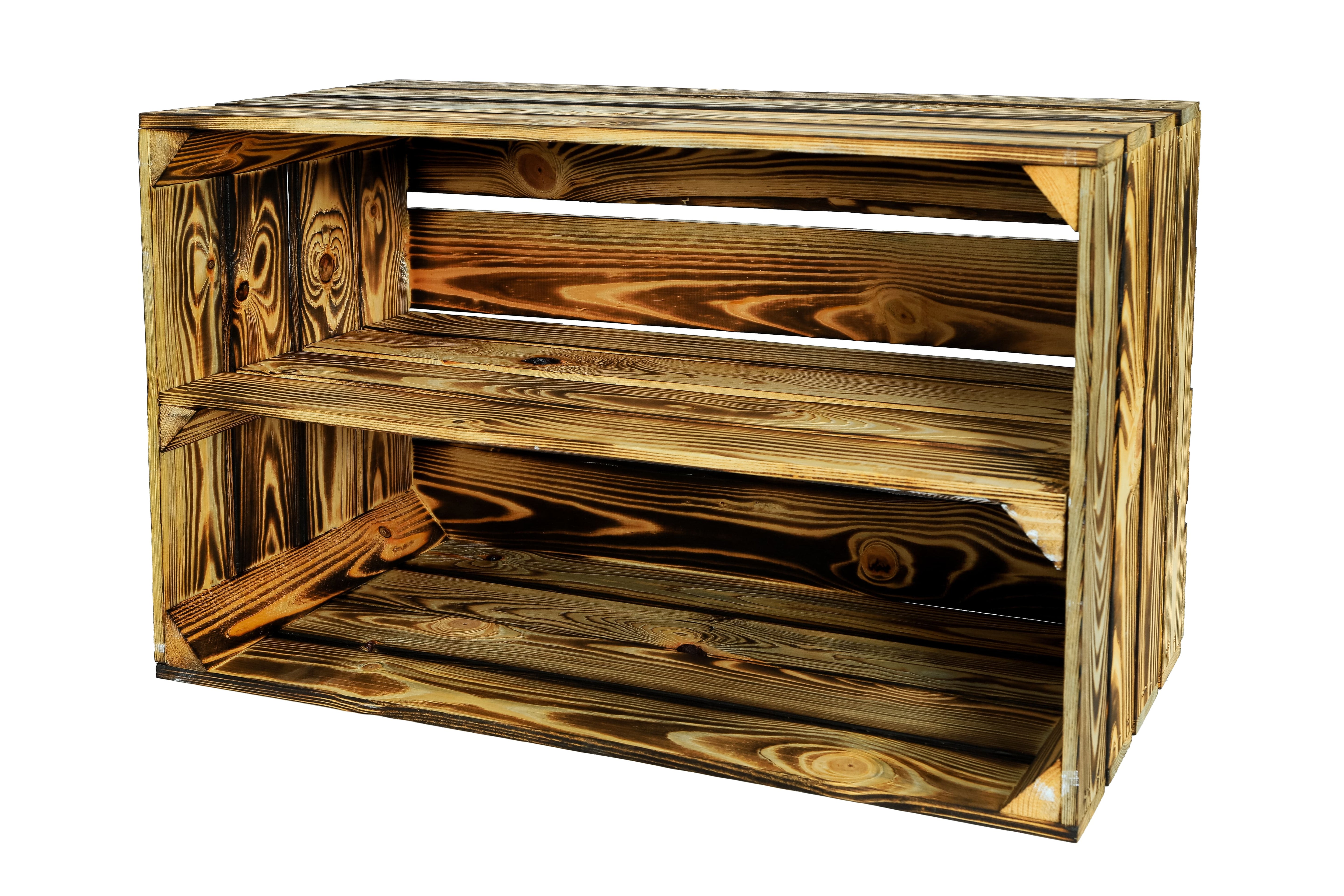 Neue Holzkiste SchuhBreit 68x40x31cm - geflammt- HolzRepublik