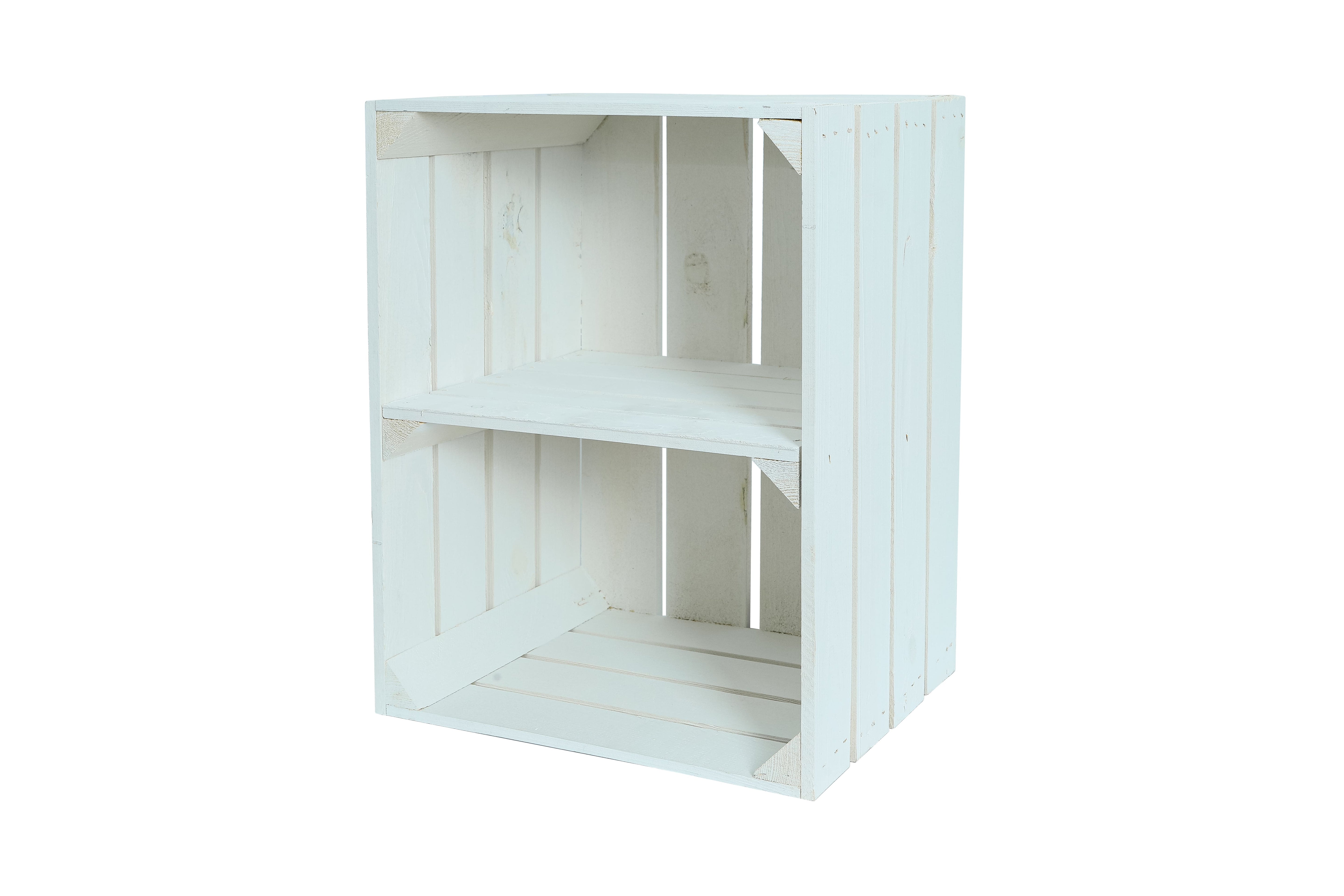 Neue Holzkiste SchuhQuer 50x40x29cm - weiß- HolzRepublik