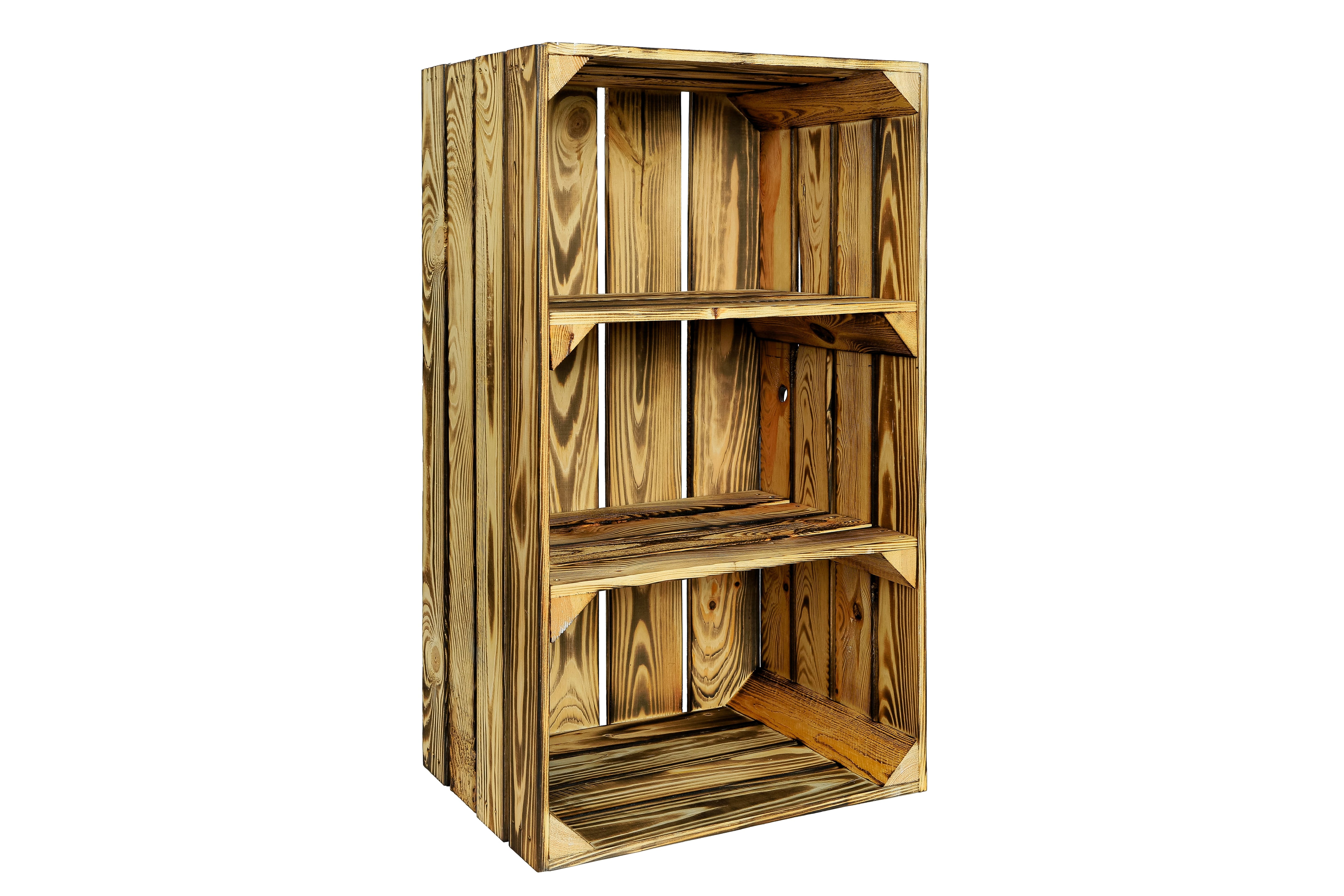 Neue Holzkiste SchuhSchmal 68x40x31cm - geflammt- HolzRepublik