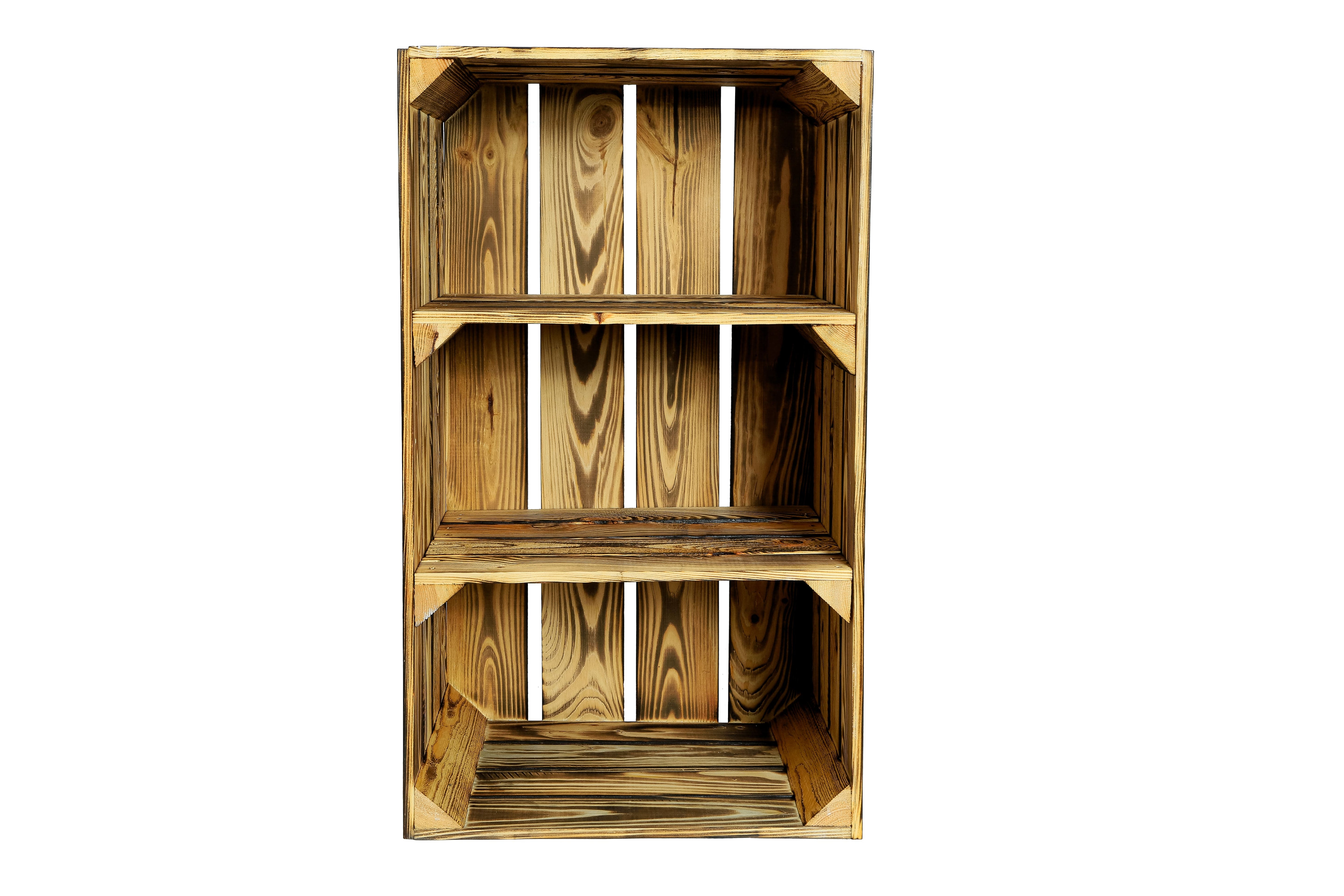 Neue Holzkiste SchuhSchmal 68x40x31cm - geflammt- HolzRepublik