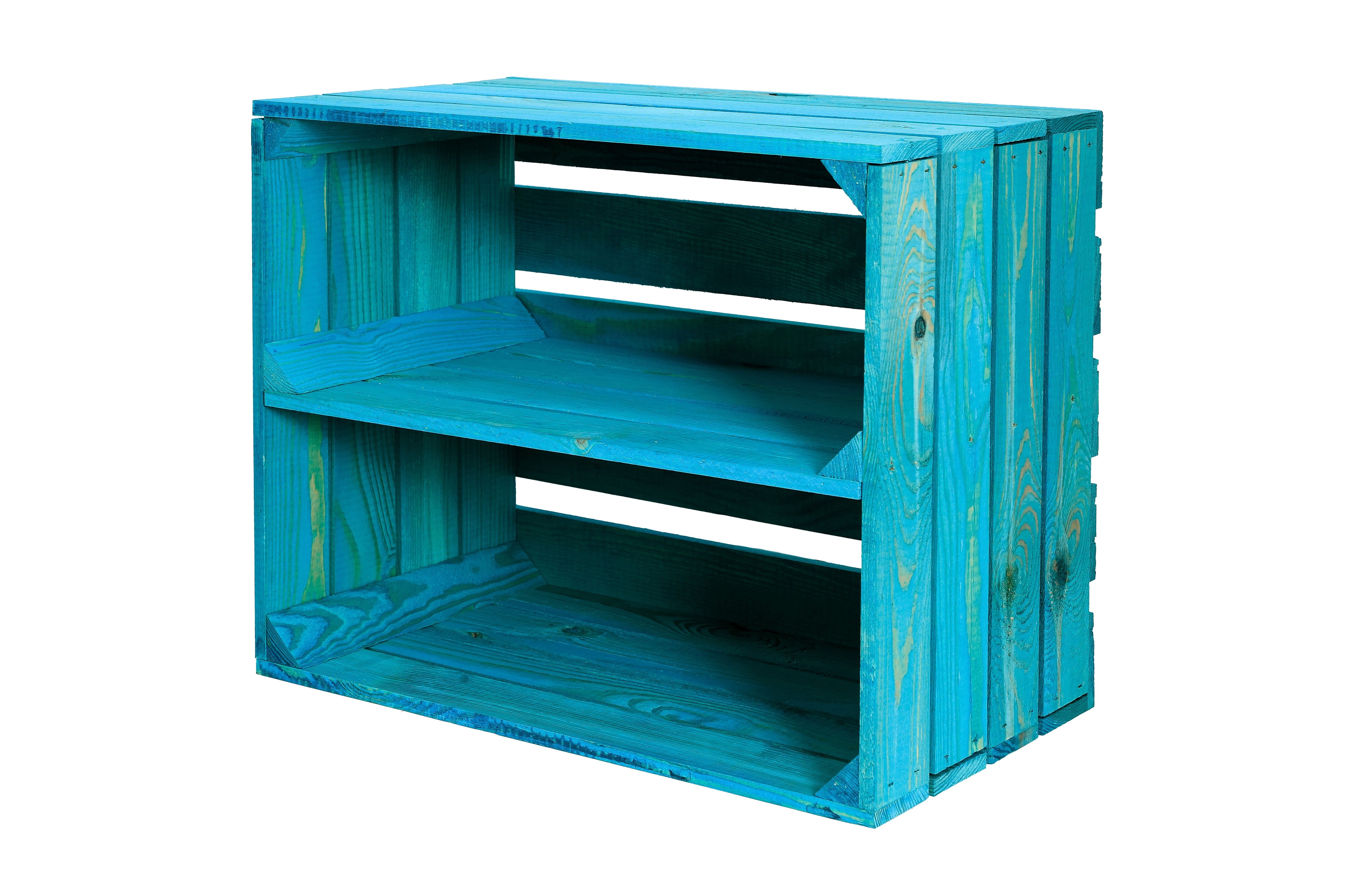 Neue Holzkiste Schuh türkis 50x40x30cm / mit Mittelbrett / Obstkistenregal / Schuhregal / Schuhschrank / Schuhkiste- HolzRepublik