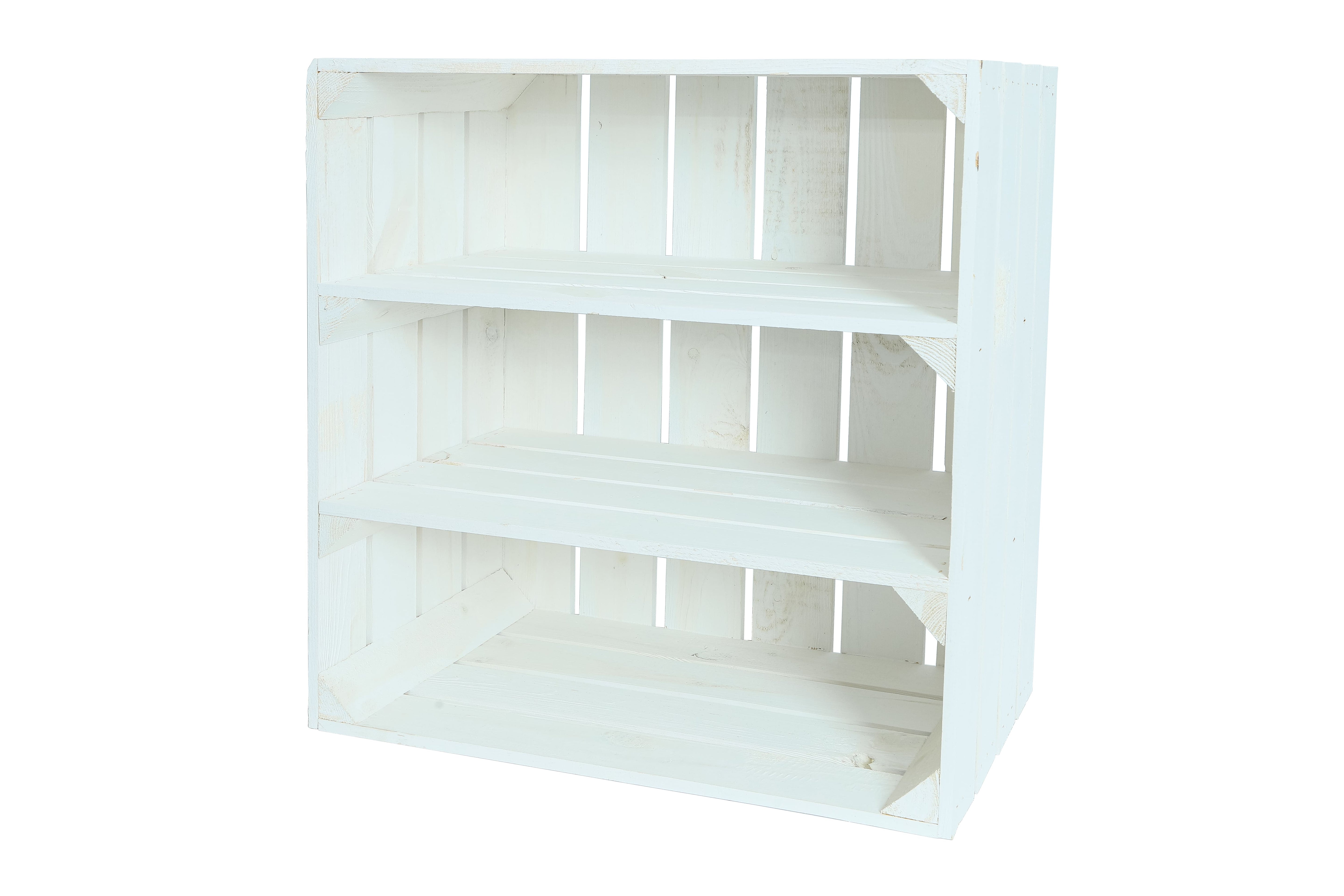 Neue Holzkiste Schuh2Quer Weiß mit 2 Mittelbretter 50x40x29 cm / Schuhregal / Obstkistenregal / Schuhschrank / Schuhkiste- HolzRepublik